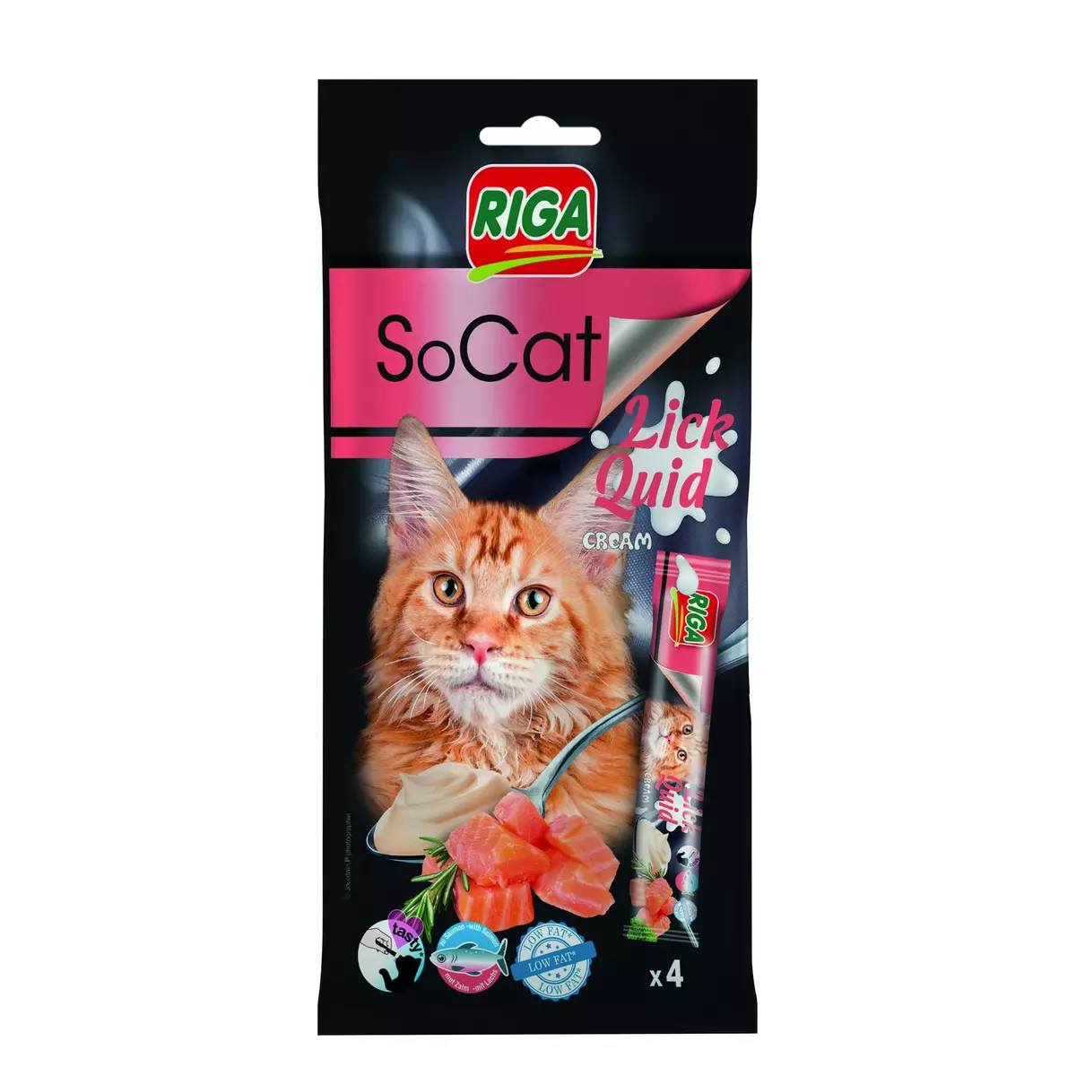RIGA SoCat lick quid au saumon pour chat 4 pièces 56g