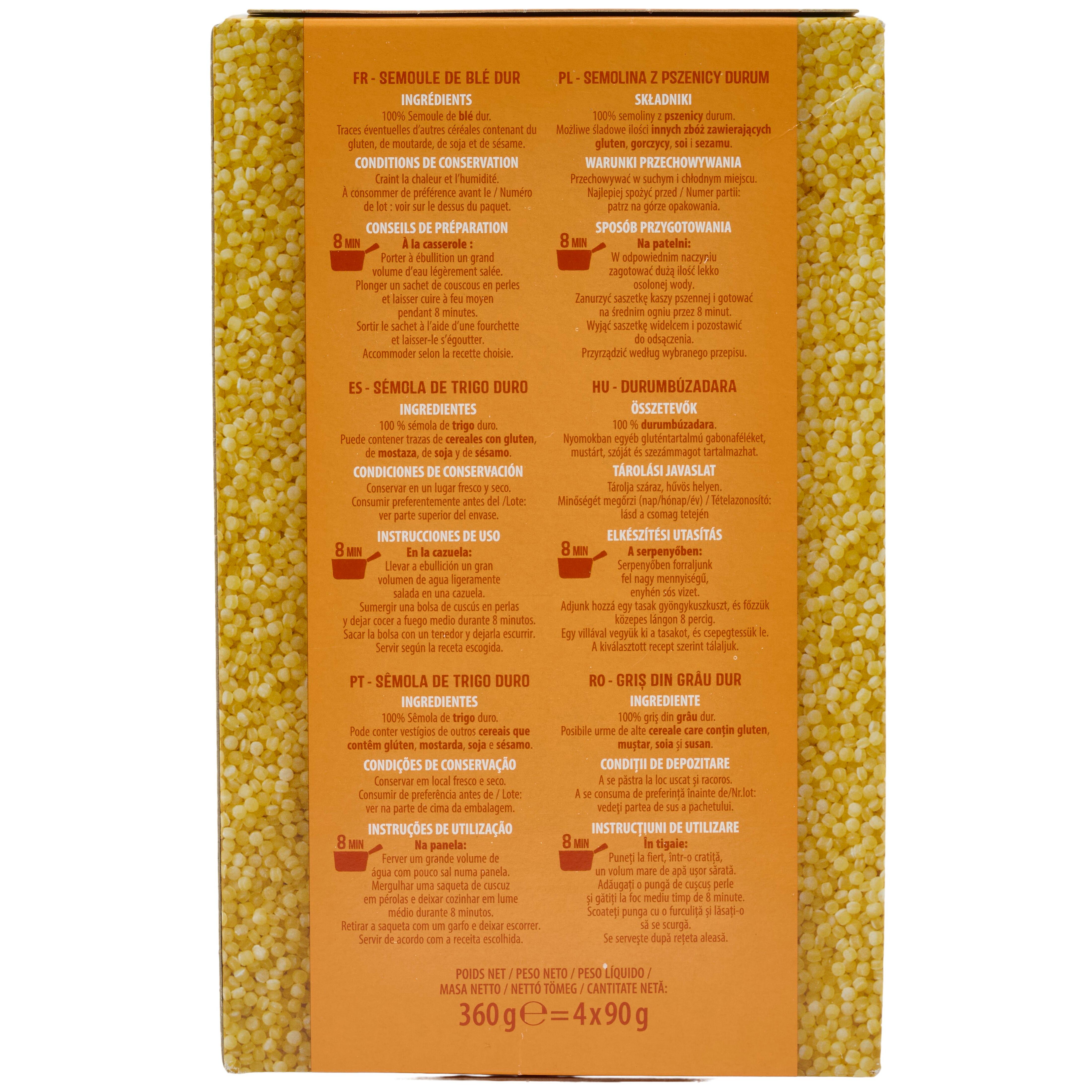 Voir la diapositive 3 : AUCHAN Perle de blé 4 sachets 360g