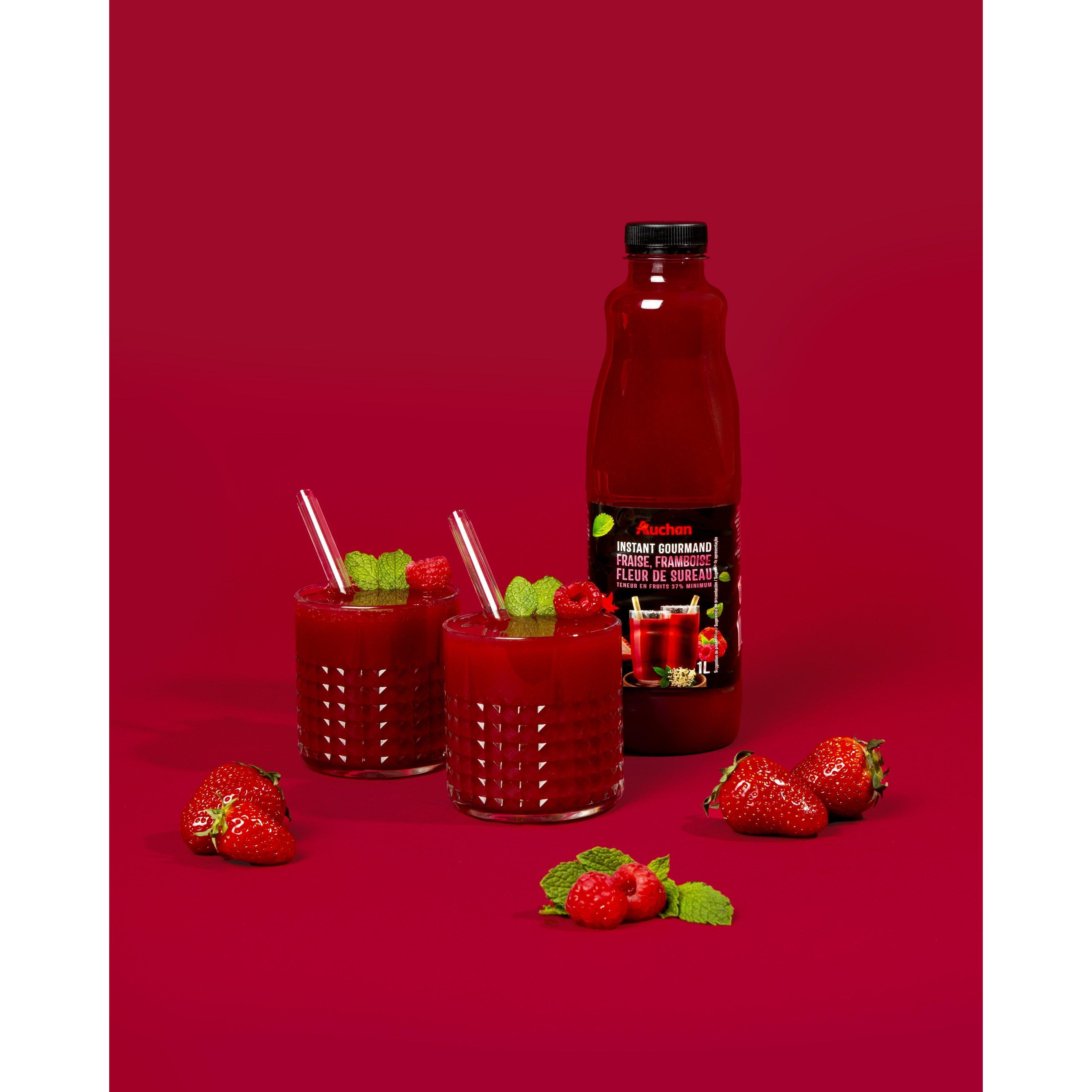 Voir la diapositive 3 : AUCHAN Instant Gourmand Nectar fraise framboise et fleur de sureau 1l