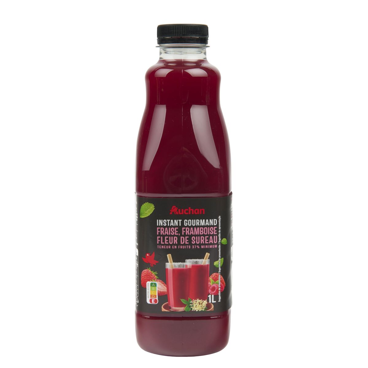 AUCHAN Instant Gourmand Nectar fraise framboise et fleur de sureau 1l