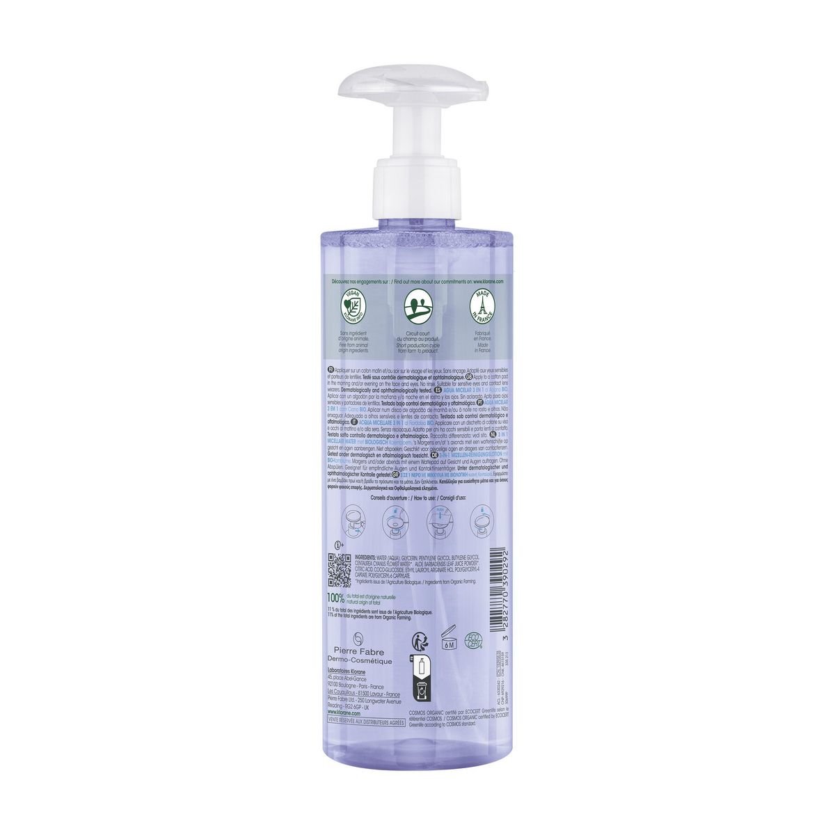 KLORANE Eau micellaire 3en1 au bleuet bio 400ml