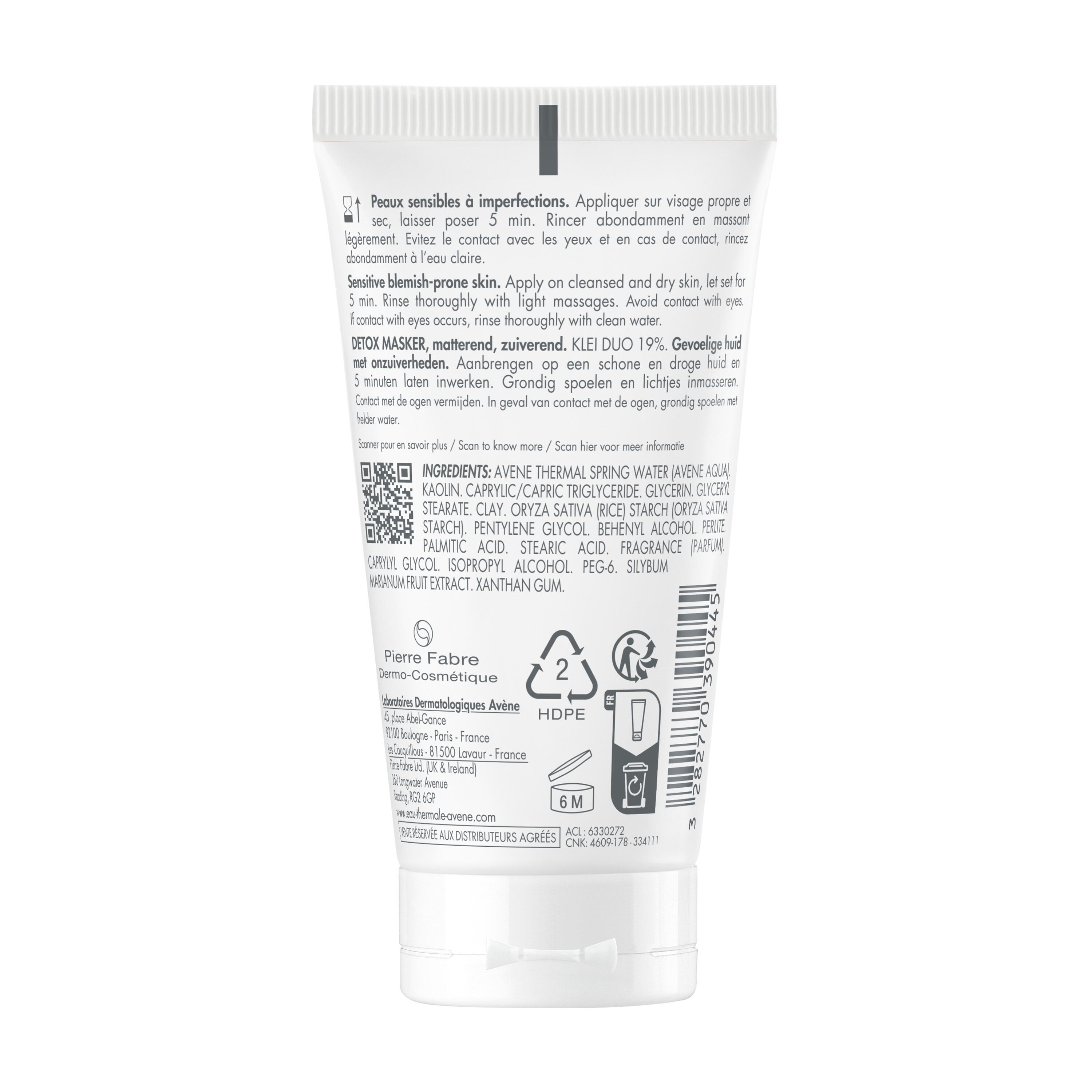 Voir la diapositive 2 : AVÈNE Cleanance masque détox peaux sensibles à imperfections 50ml
