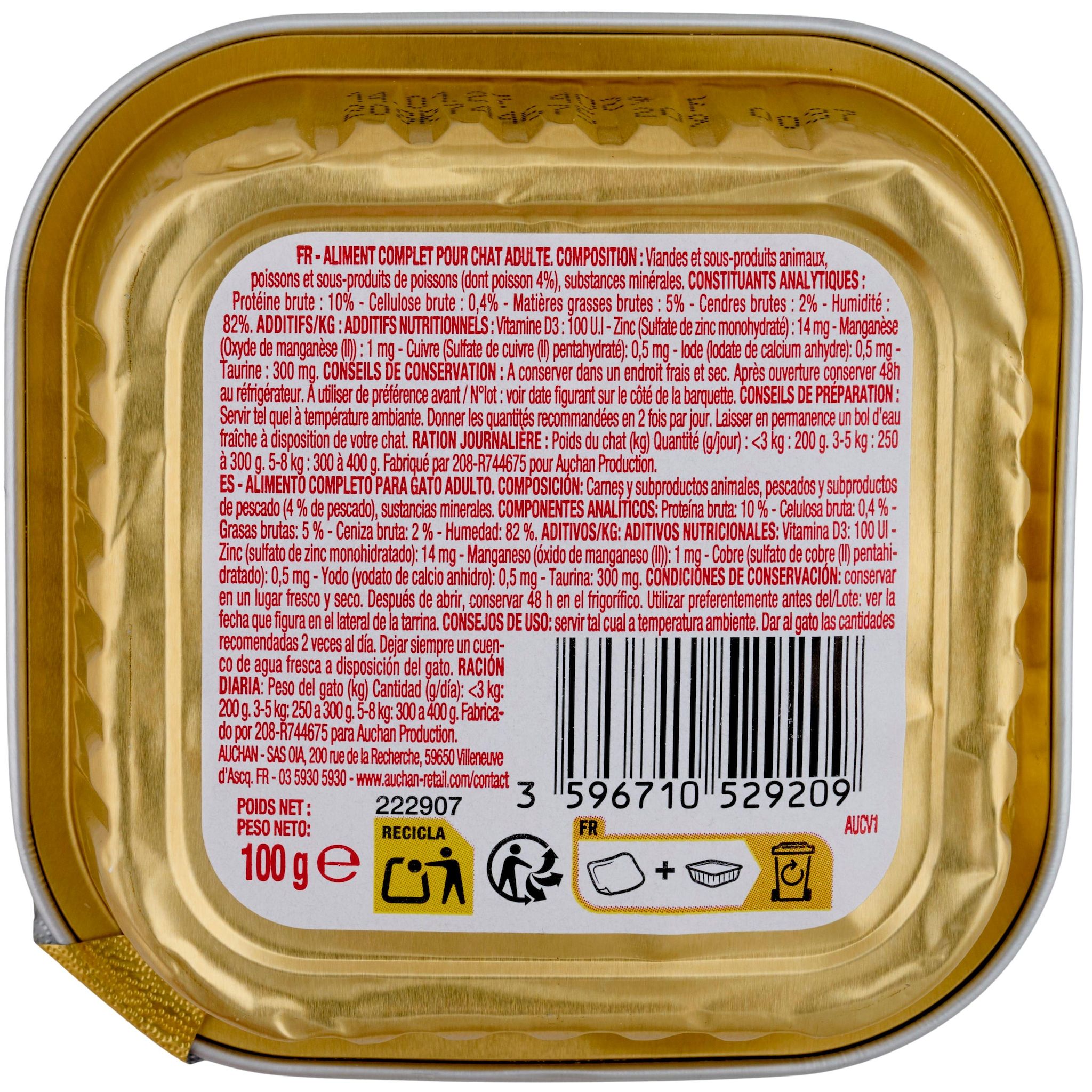 Voir la diapositive 3 : POUCE Pâtée au poisson pour chat 100g