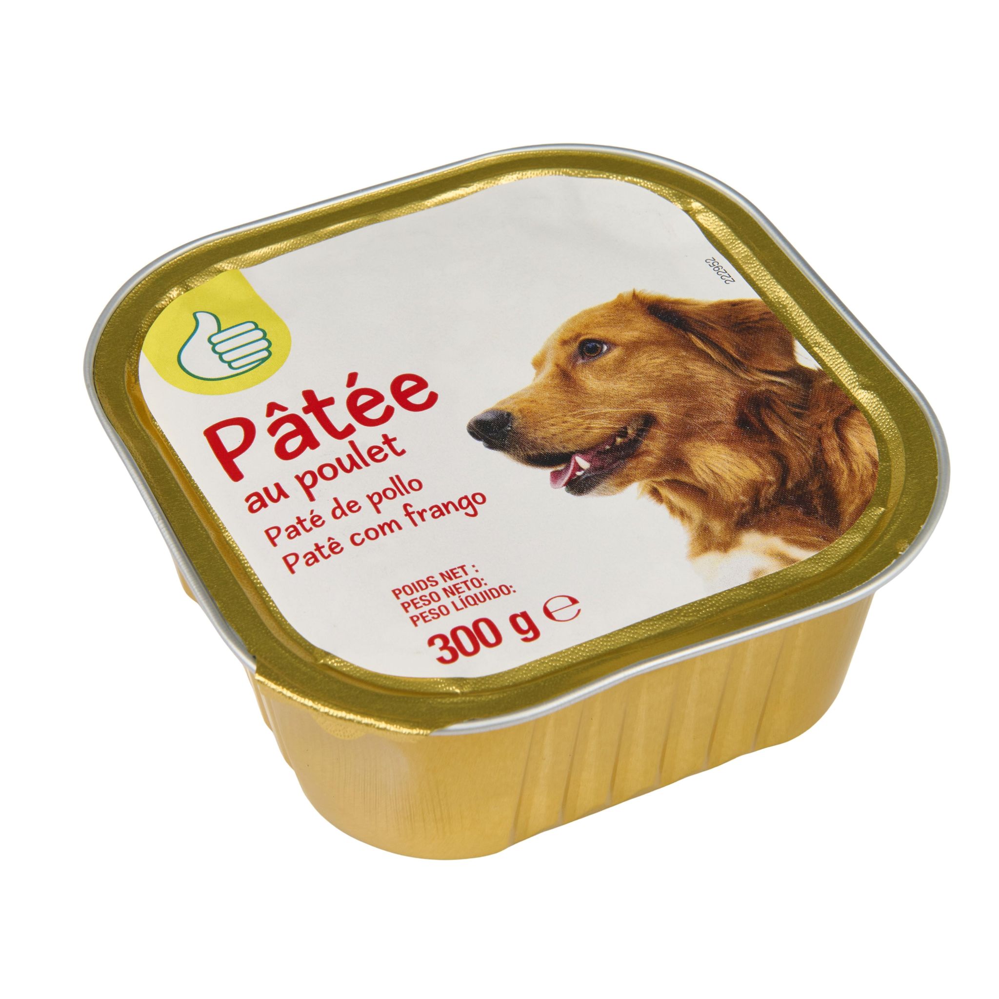 Voir la diapositive 2 : POUCE Pâtée au poulet en barquette pour chien 300g