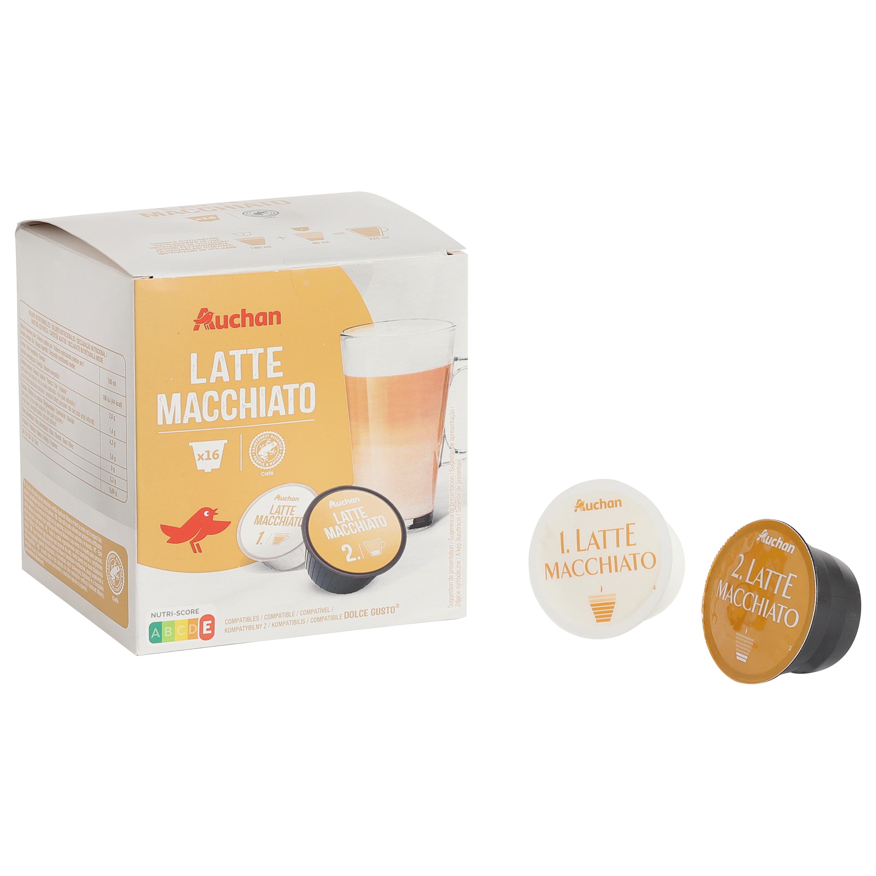 Voir la diapositive 2 : AUCHAN Capsules de café Latte Macchiato compatibles Dolce Gusto 16 capsules 192g