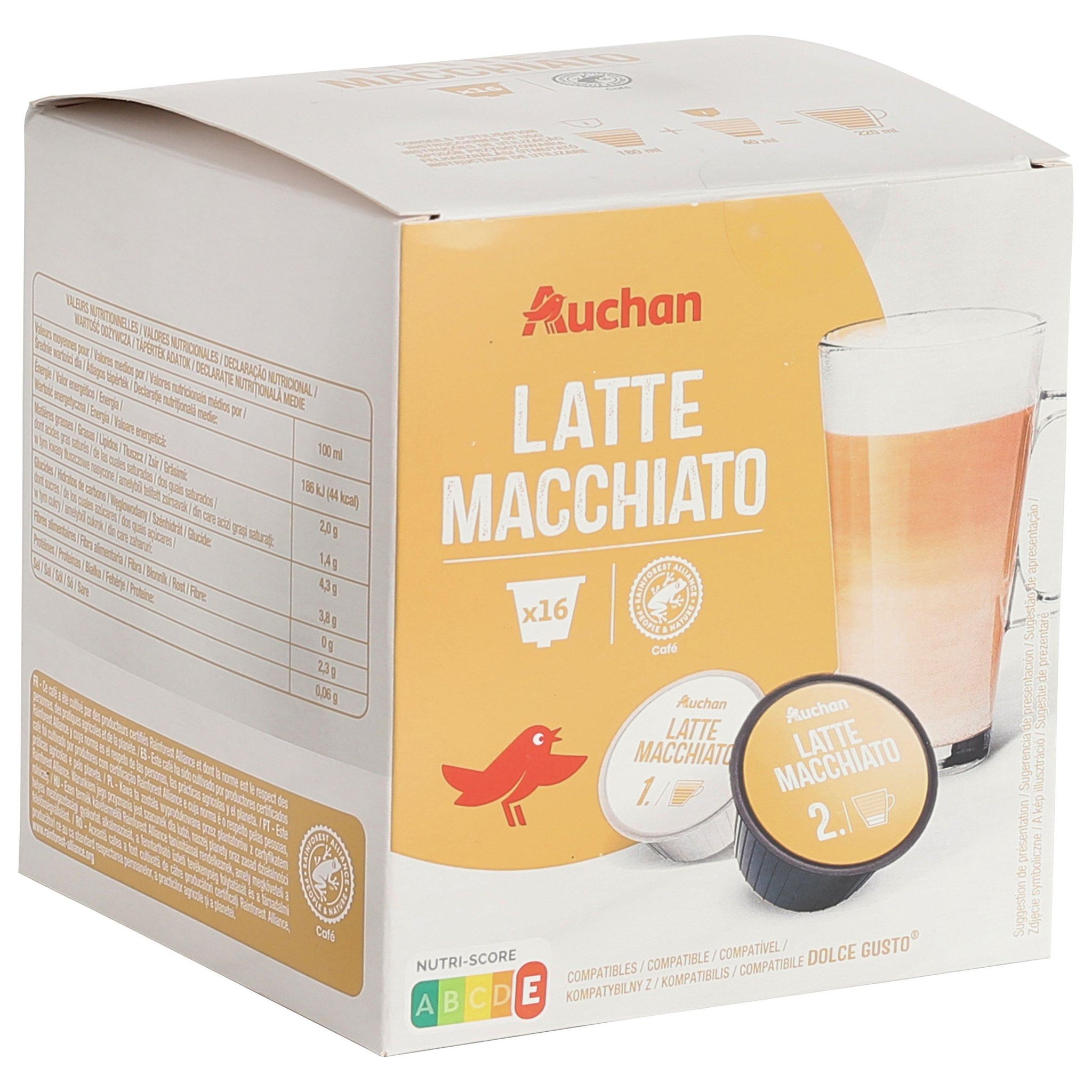 Voir la diapositive 2 : AUCHAN Capsules de café Latte Macchiato compatibles Dolce Gusto 16 capsules 192g