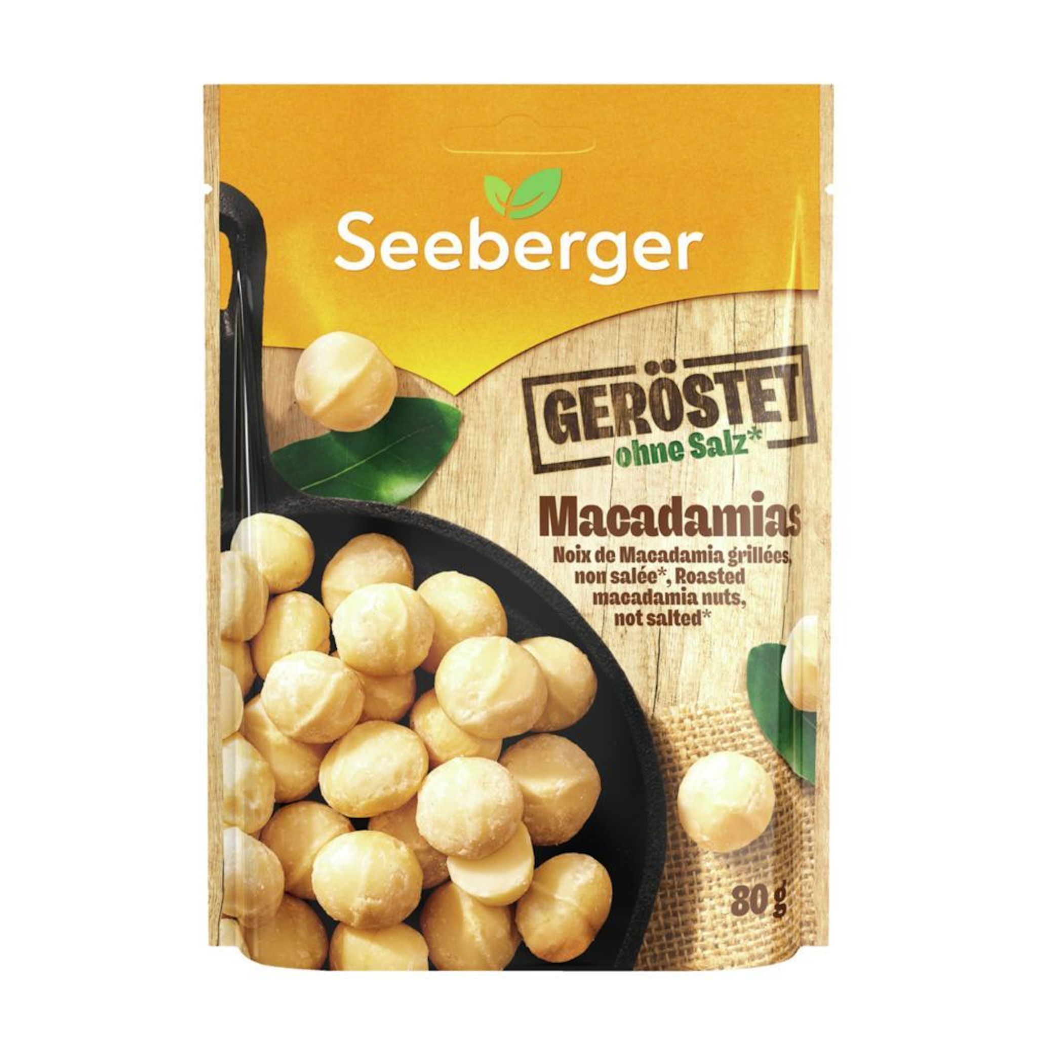 SEEBERGER Noix de macadamia grillées, non salée 80g