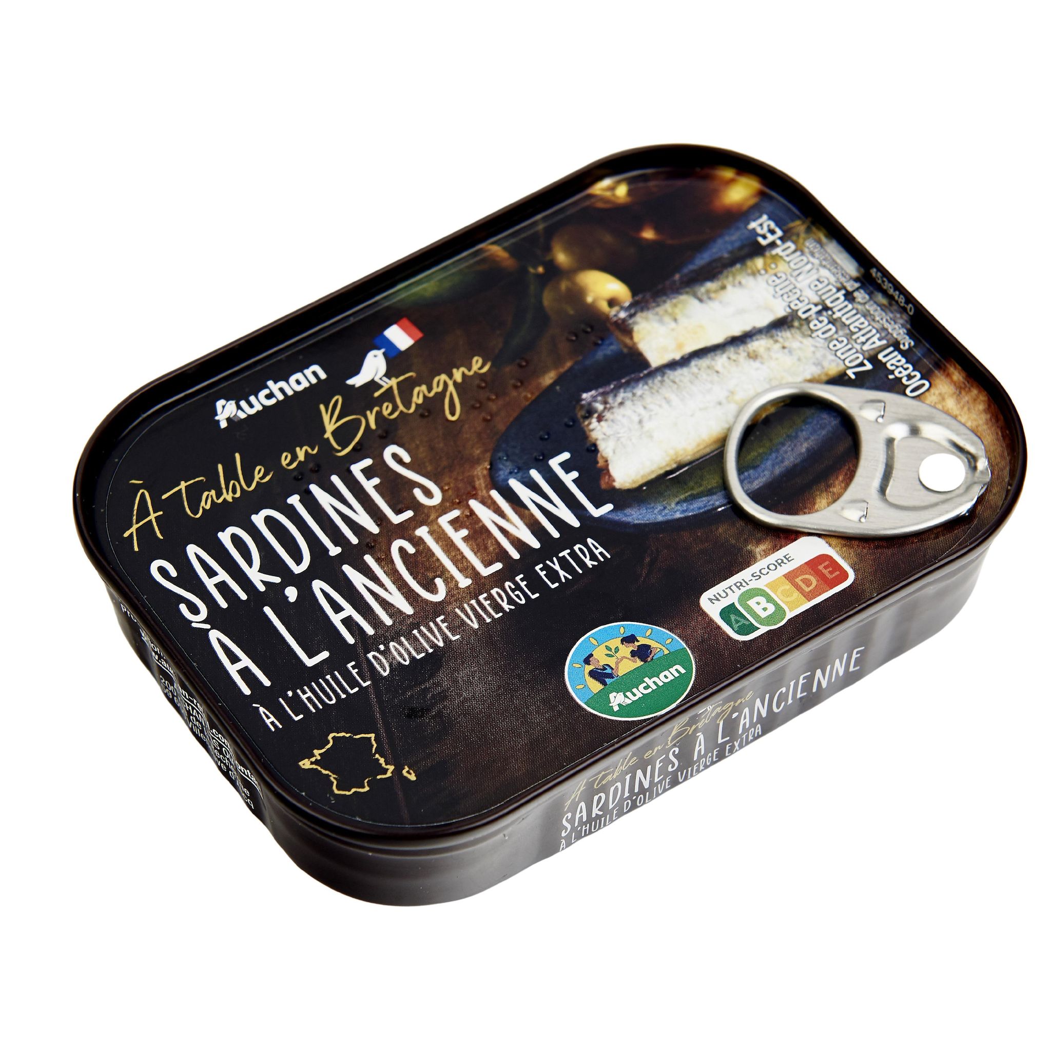 Voir la diapositive 2 : AUCHAN TERROIR CULTIVONS LE BON Sardines à l'ancienne à l'huile d'olive vierge extra 115g