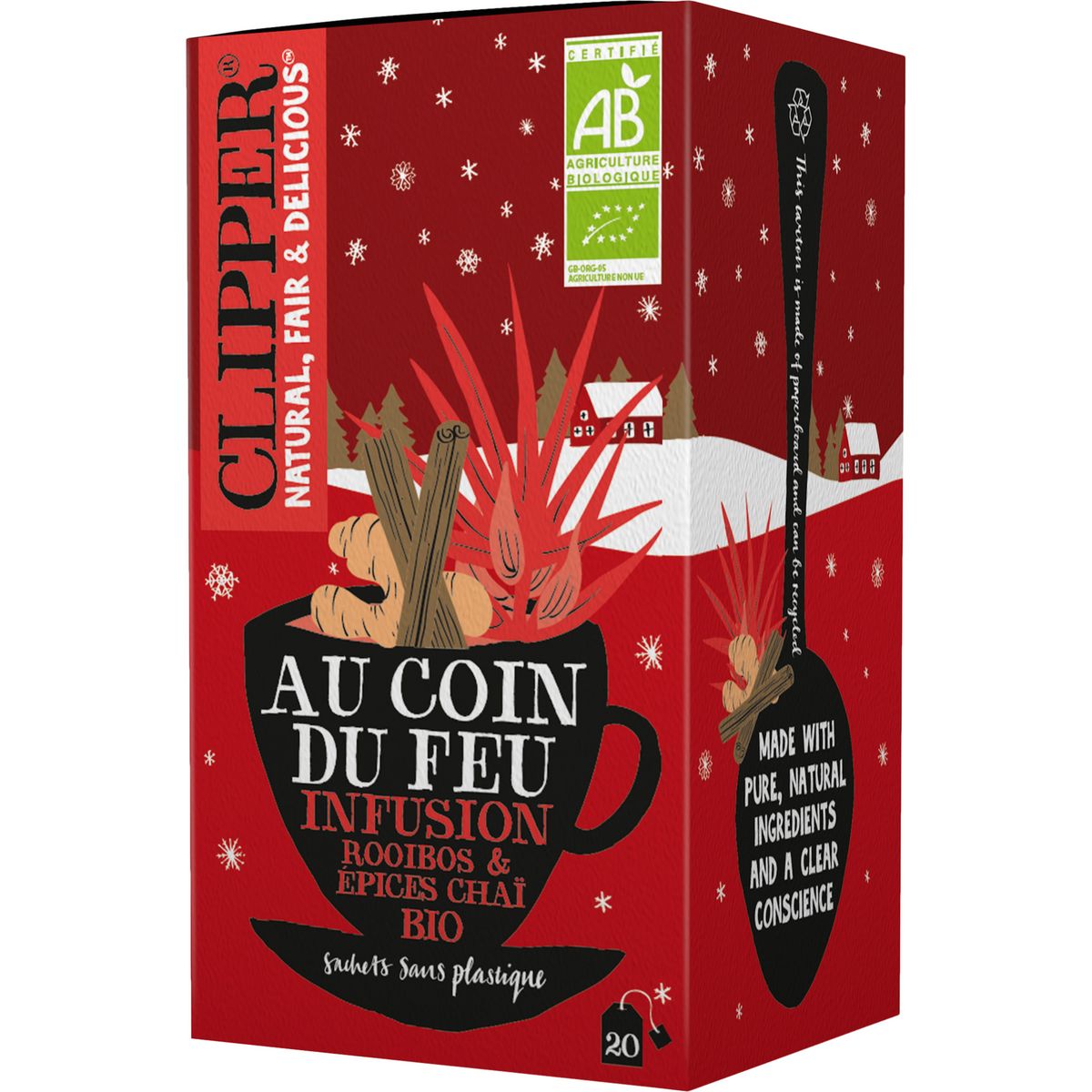 CLIPPER Infusion au coin du feu Rooibos et épices chai bio 20 sachets 35g