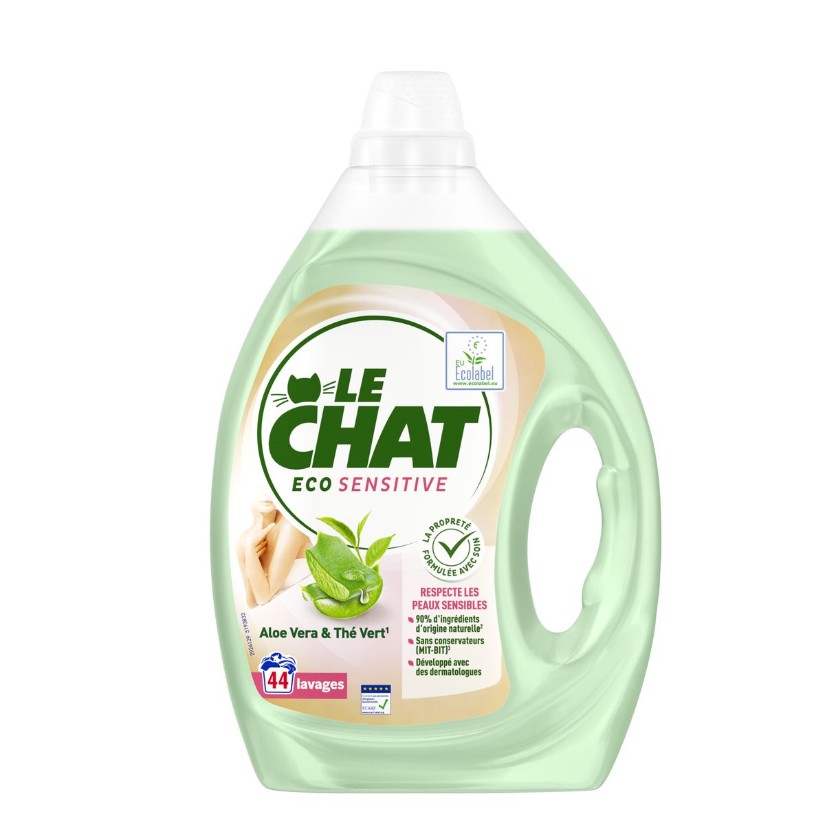 LE CHAT Lessive liquide Eco Sensitive Aloe vera et thé vert 44 lavages 1,98l