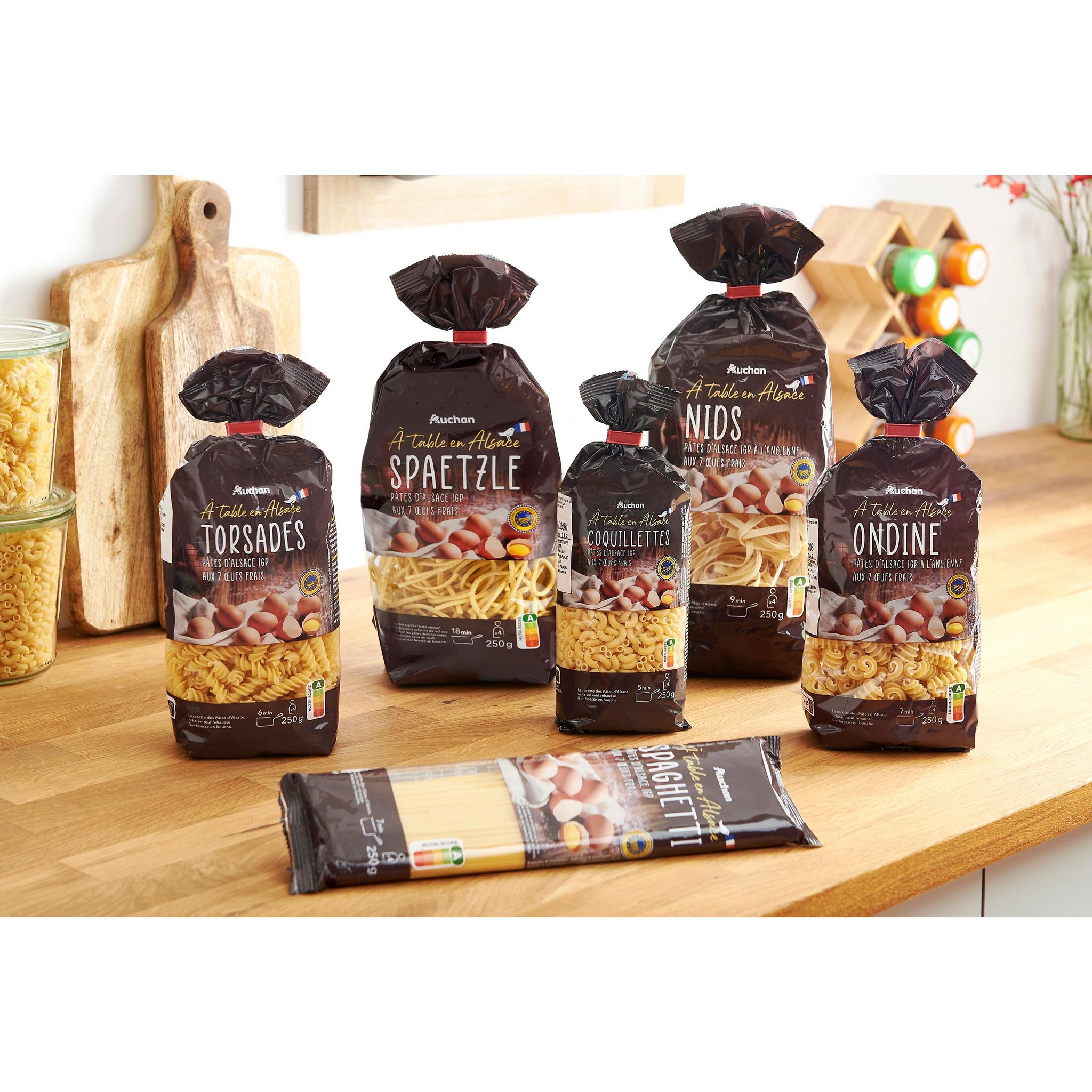 Voir la diapositive 2 : AUCHAN Pâtes d'Alsace Ondine à l'ancienne IGP 250g