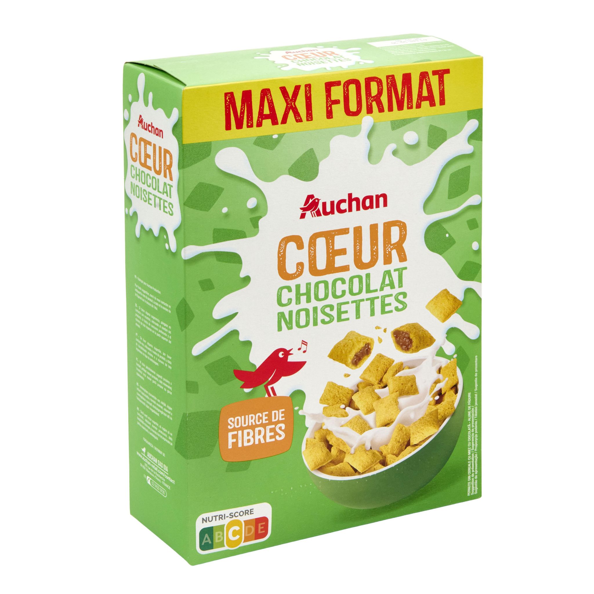 Voir la diapositive 3 : AUCHAN Céréales coeur chocolat noisettes 650g
