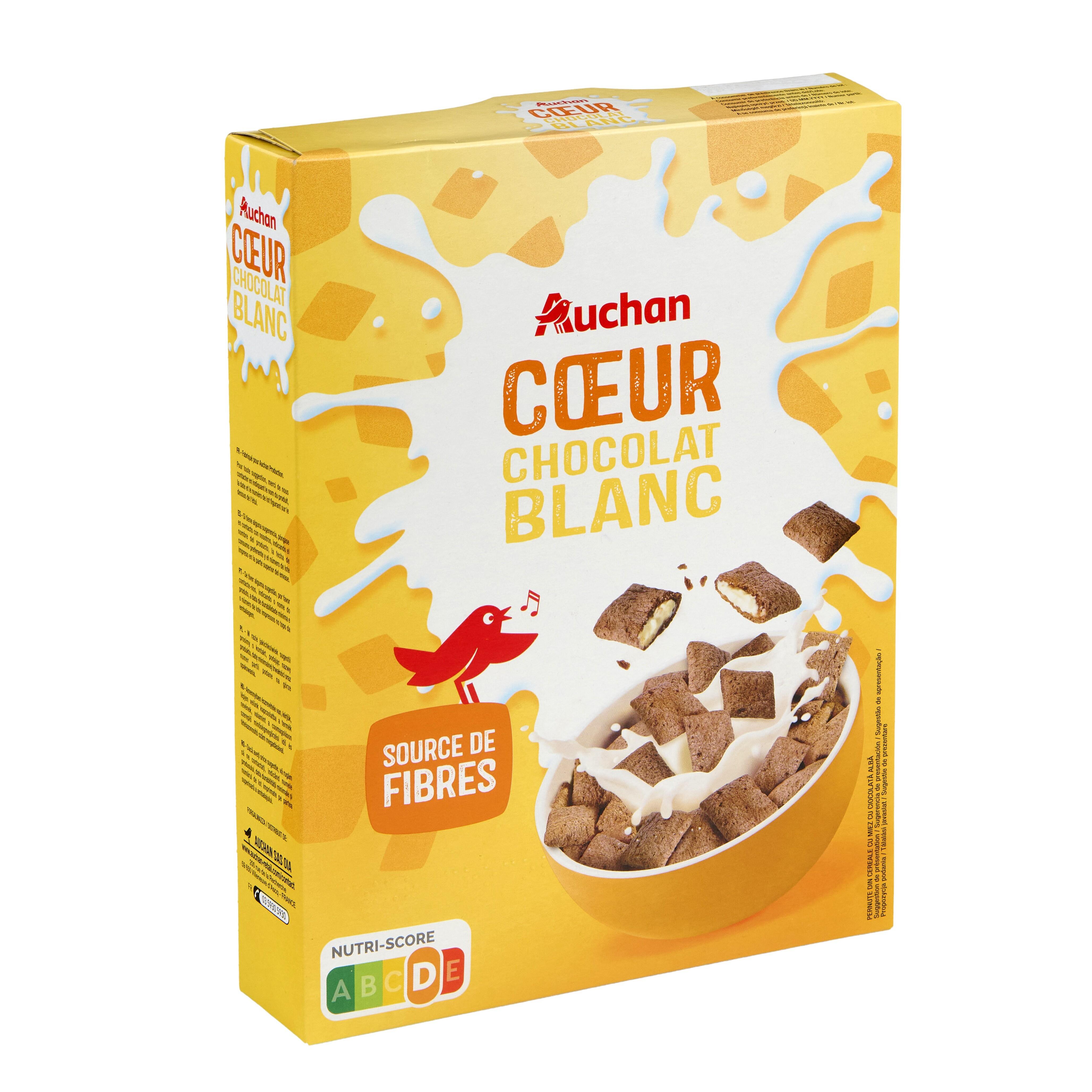 Voir la diapositive 2 : AUCHAN Céréales coeur chocolat blanc 400g