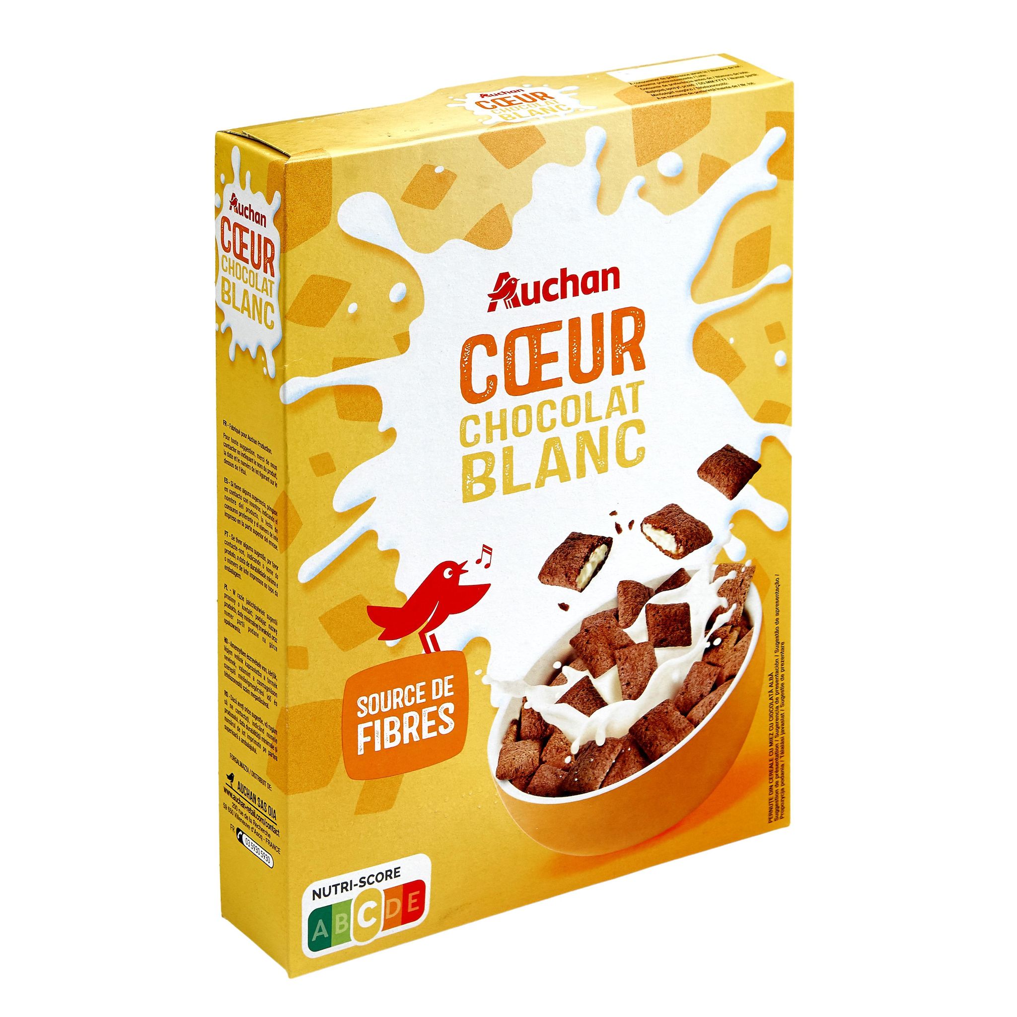 Voir la diapositive 3 : AUCHAN Céréales coeur chocolat blanc 400g