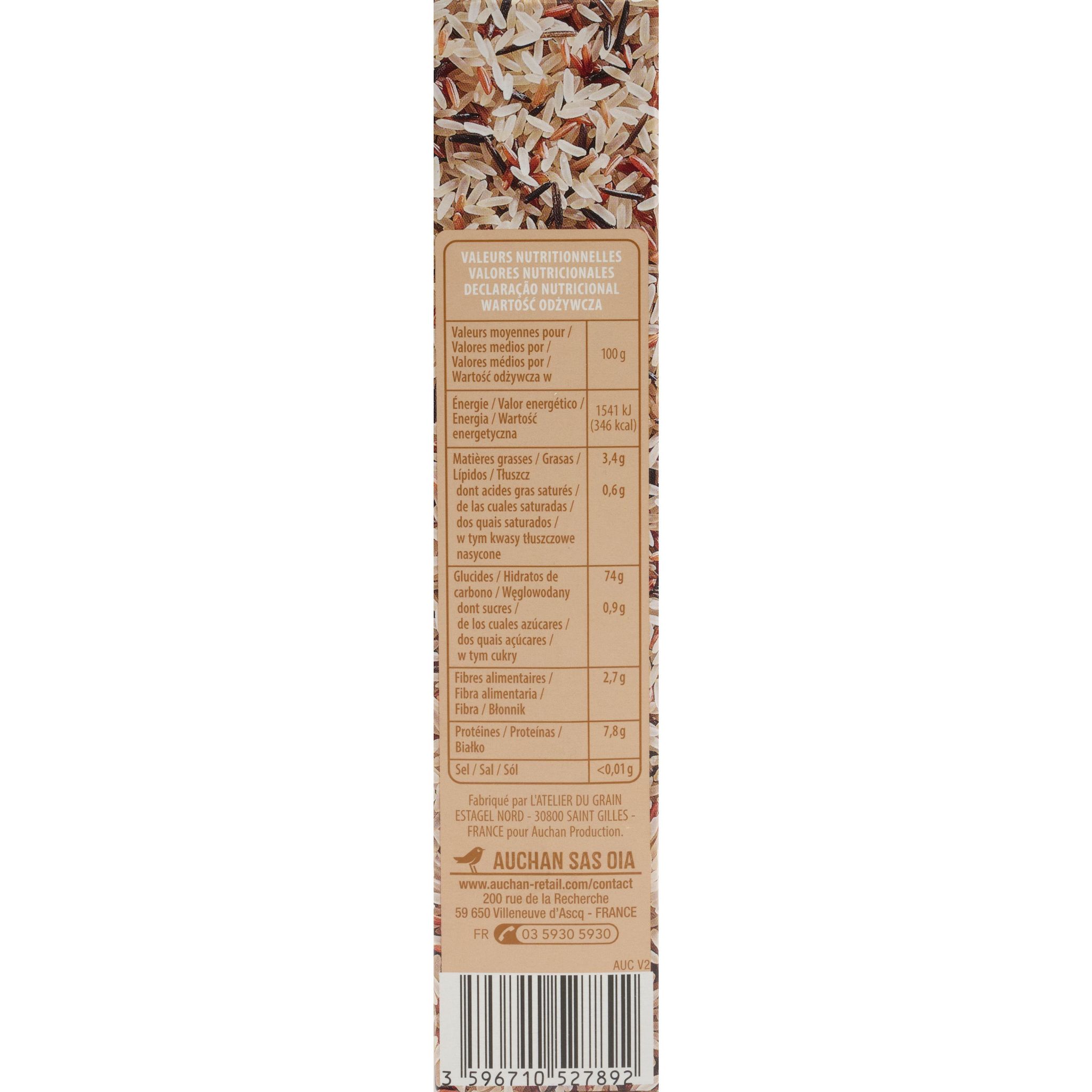 Voir la diapositive 3 : AUCHAN CULTIVONS LE BON Riz 3 couleurs cultivé en France 500g