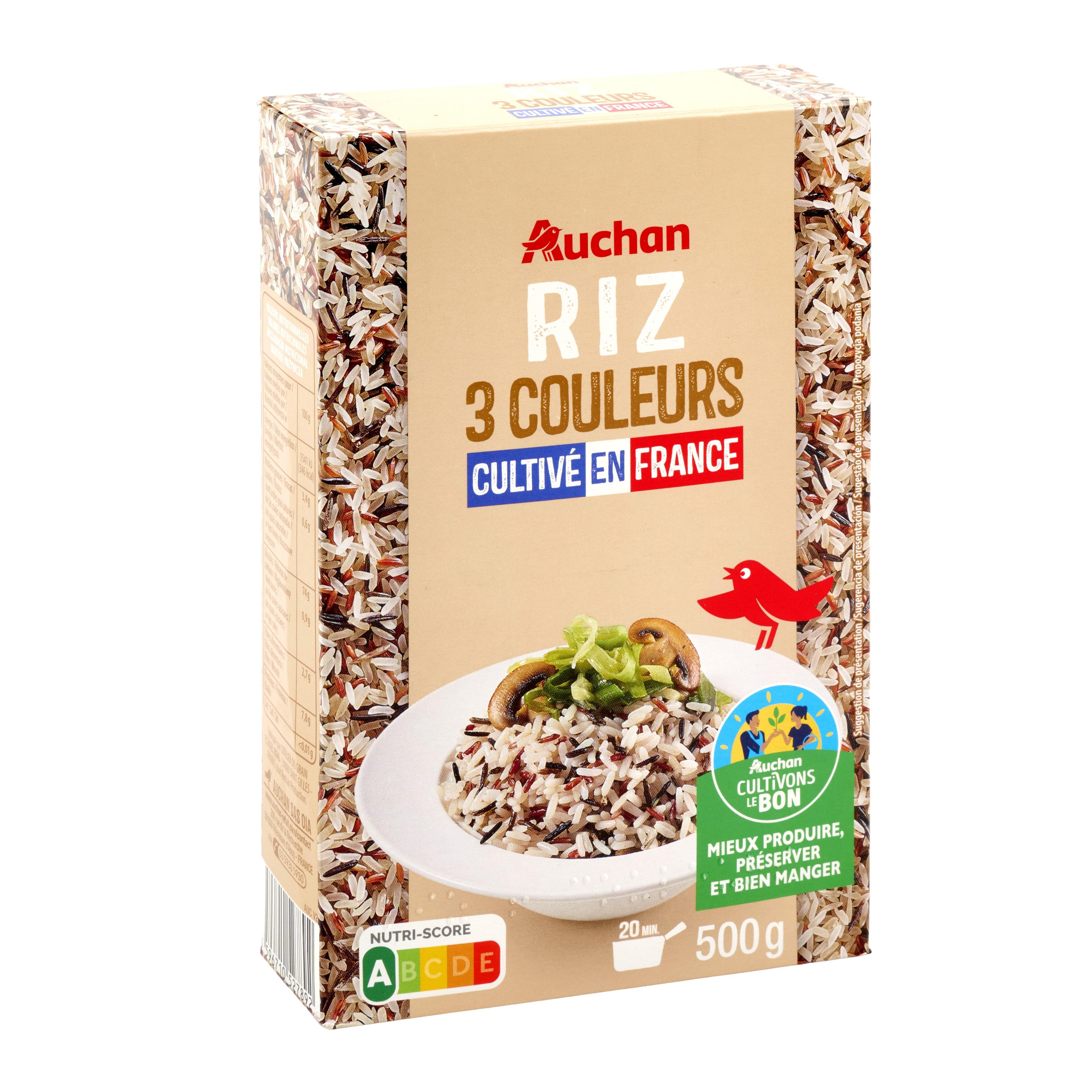 Voir la diapositive 4 : AUCHAN CULTIVONS LE BON Riz 3 couleurs cultivé en France 500g