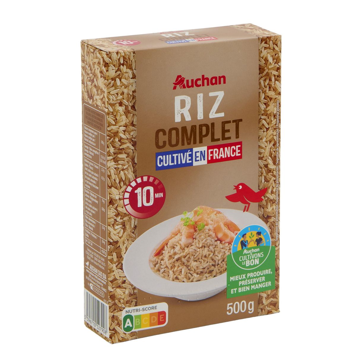 AUCHAN CULTIVONS LE BON Riz complet cultivé en France 500g