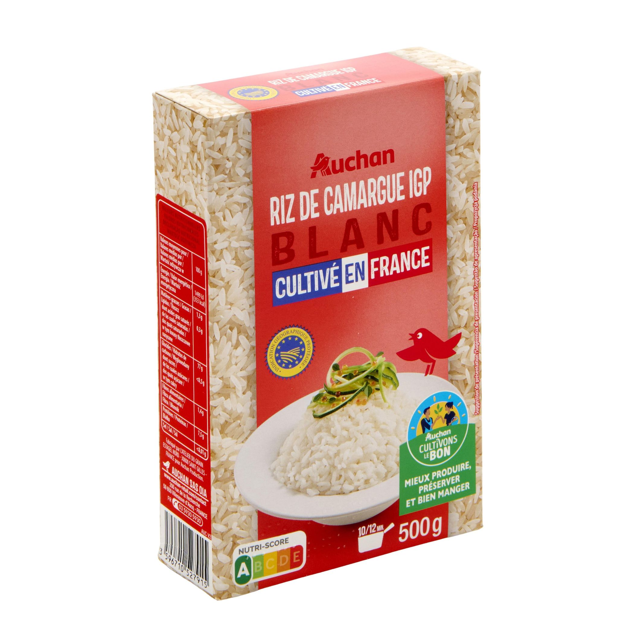 Voir la diapositive 2 : AUCHAN CULTIVONS LE BON Riz blanc de Camargue IGP cultivé en France 500g