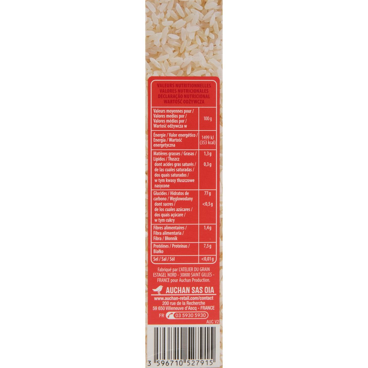 AUCHAN CULTIVONS LE BON Riz blanc de Camargue IGP cultivé en France 500g