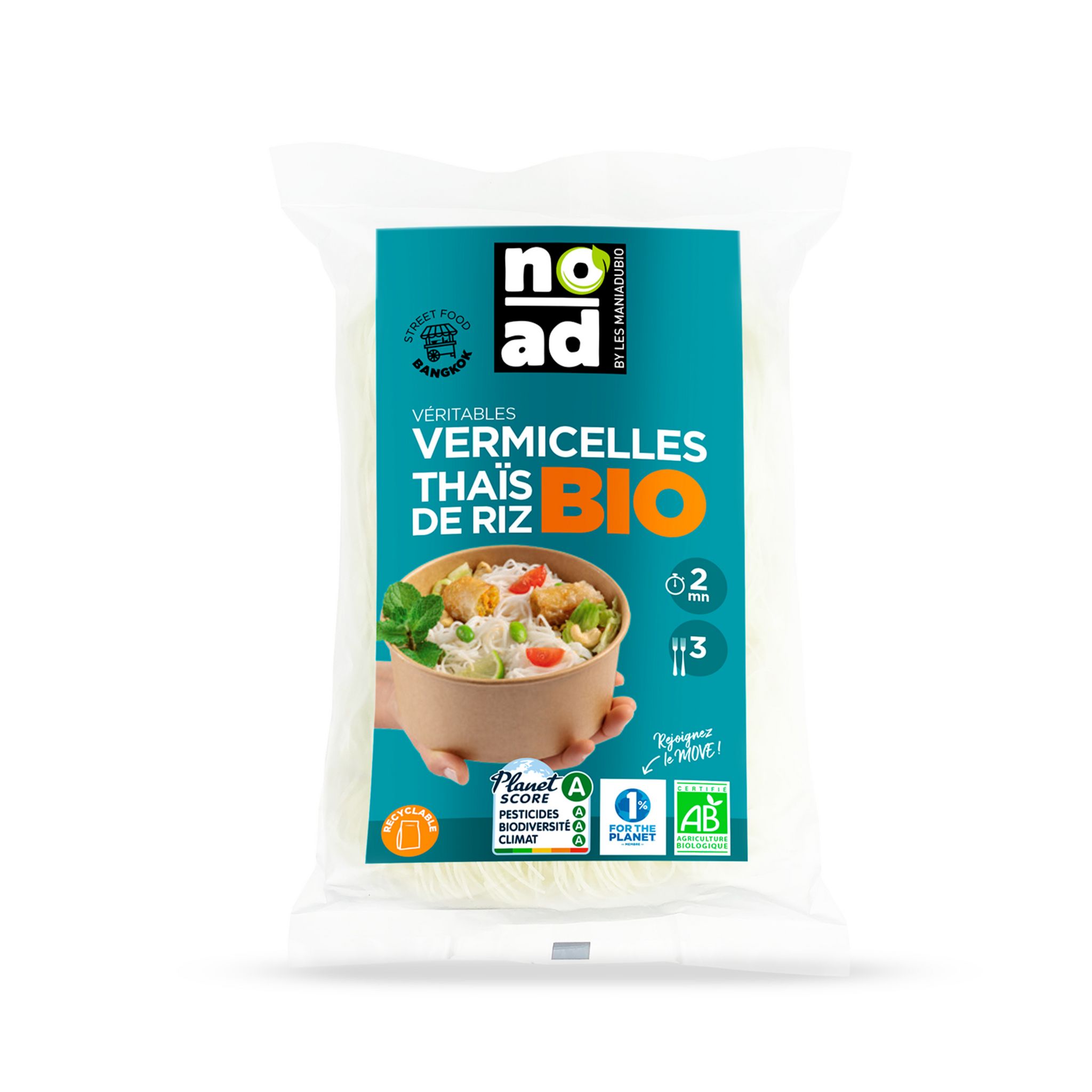 NOAD Véritables vermicelles thaïs de riz bio cuisson rapide 3 personnes 200g
