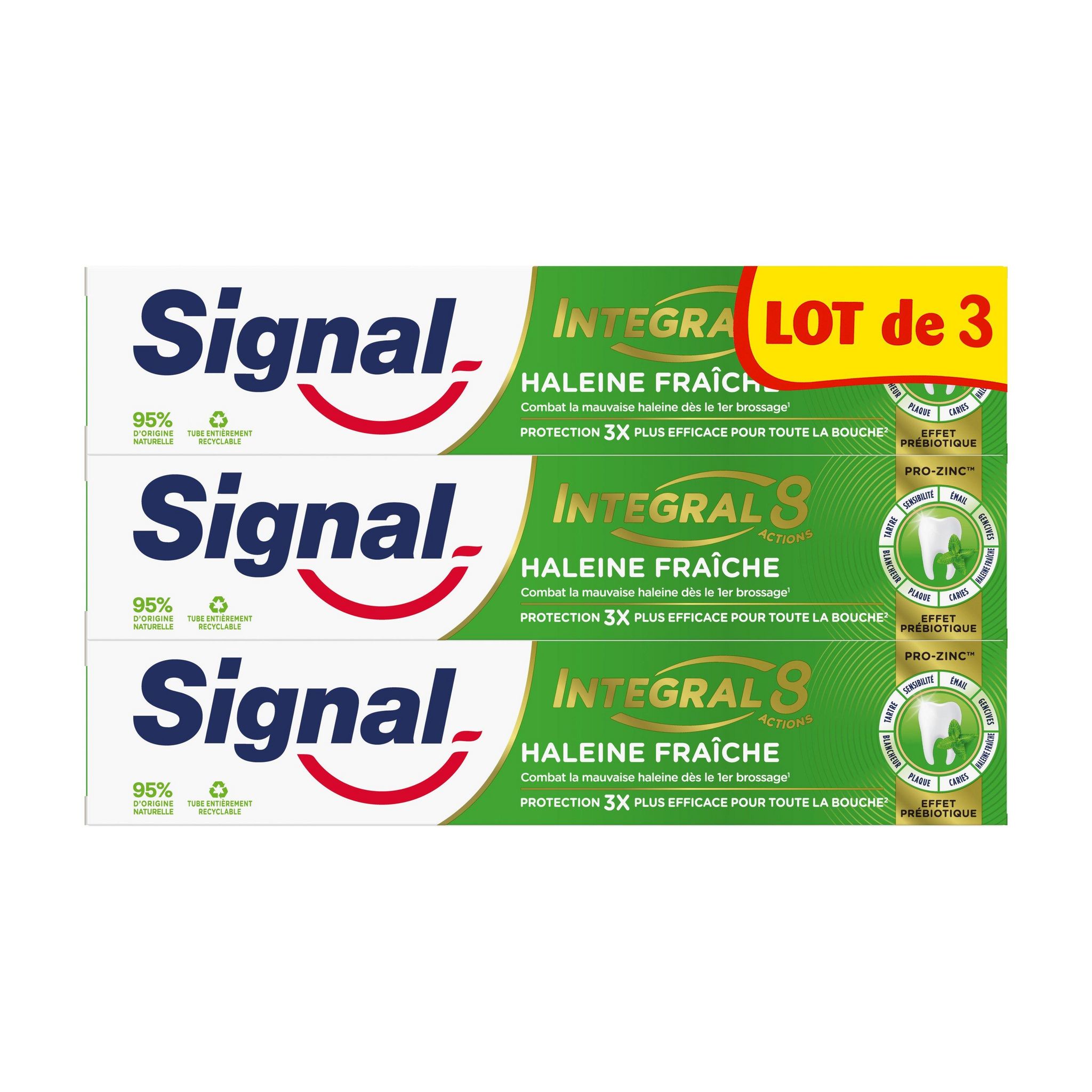 Voir la diapositive 2 : SIGNAL Integral 8 Dentifrice haleine fraîche 3x75ml