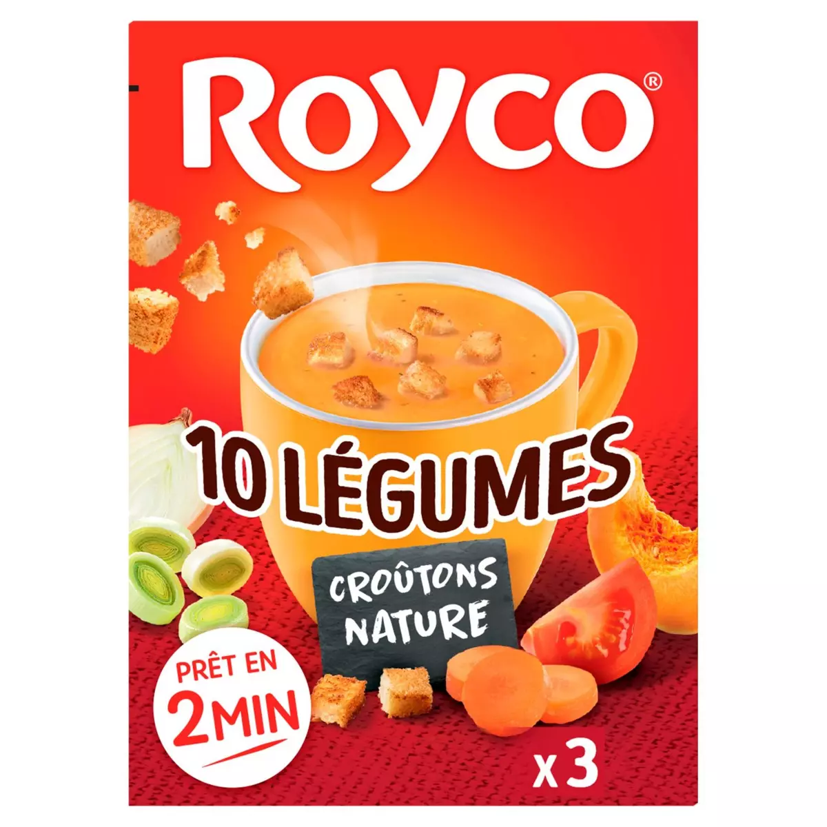 ROYCO Soupe velouté instantanée aux 10 légumes avec croutons natures 3 sachets 60cl