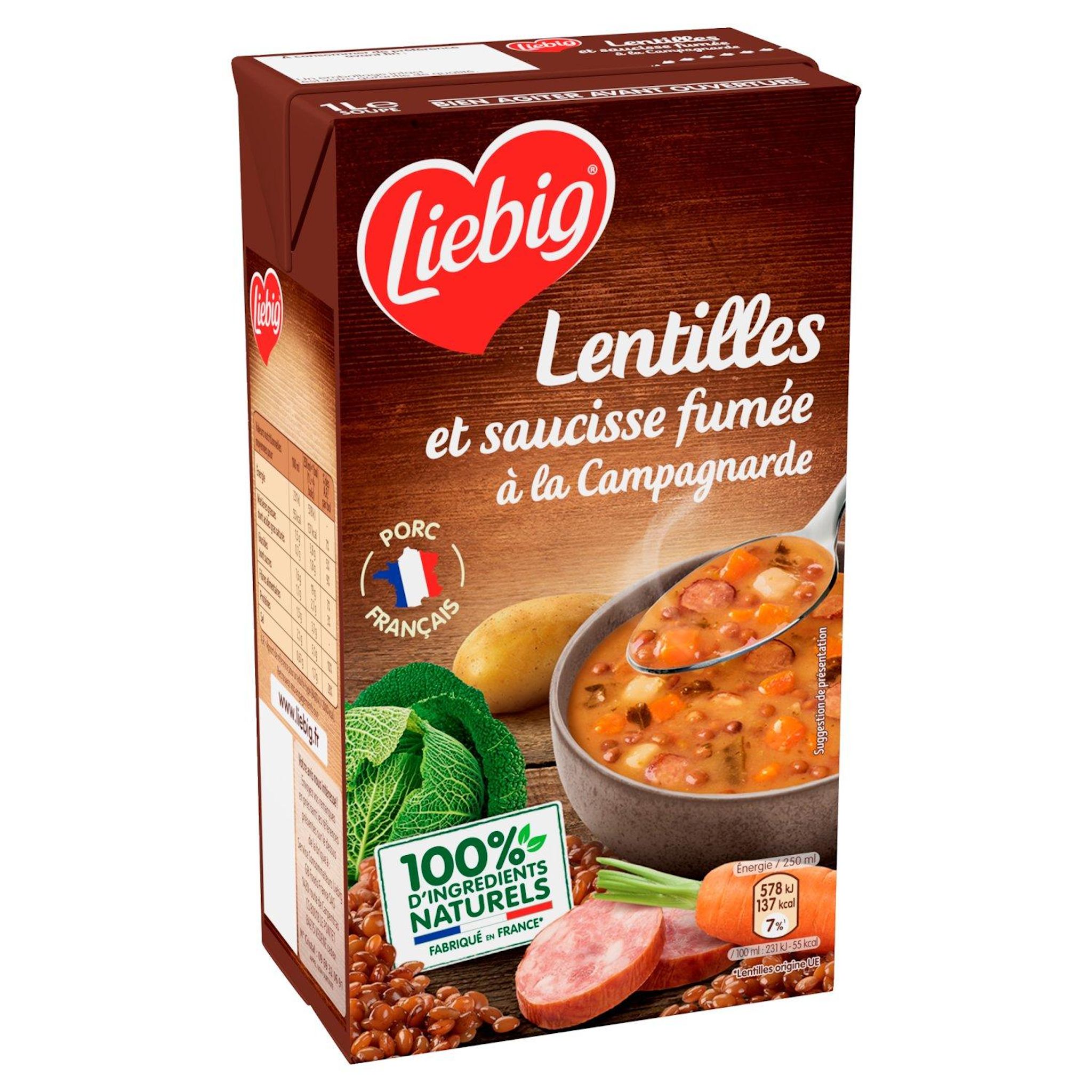LIEBIG Soupe de lentilles et saucisse fumée à la campagnarde 1l