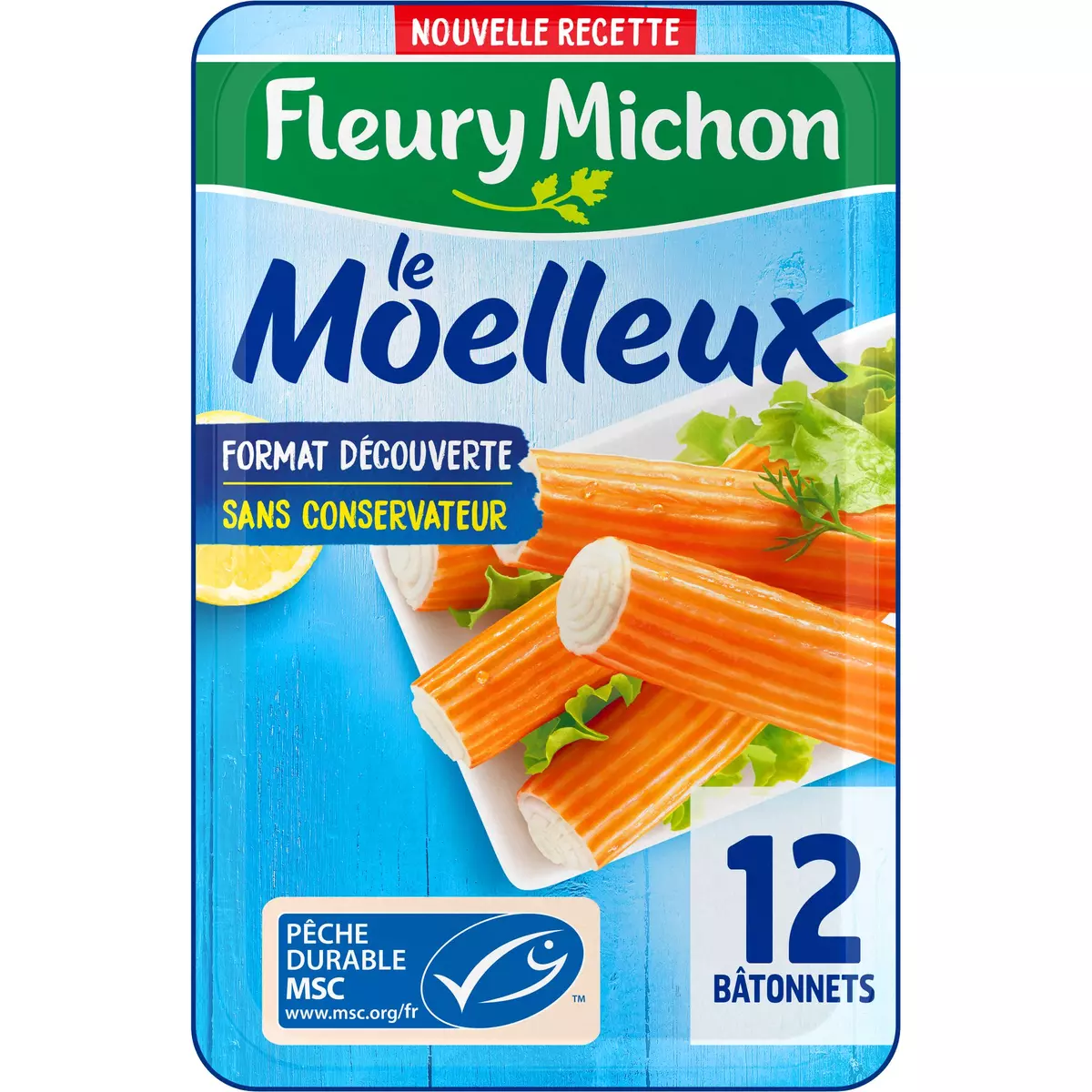 FLEURY MICHON Le Moelleux bâtonnets de surimi 12 bâtonnets 190g