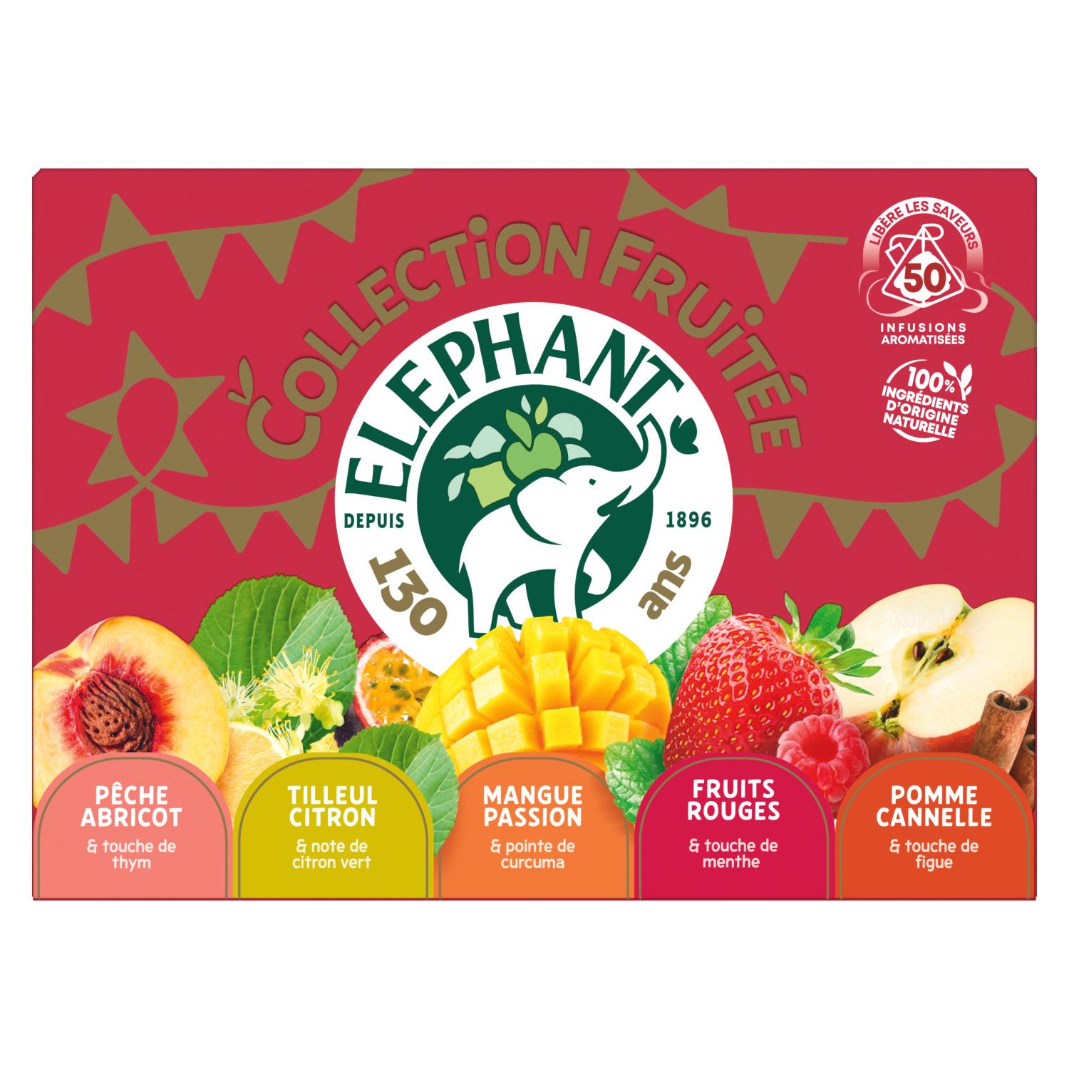 Voir la diapositive 2 : ELEPHANT Coffret découverte d'infusions fruitées 50 sachets 89g