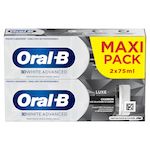 ORAL-B 3D White Advanced Dentifrice luxe charbon 2x75ml