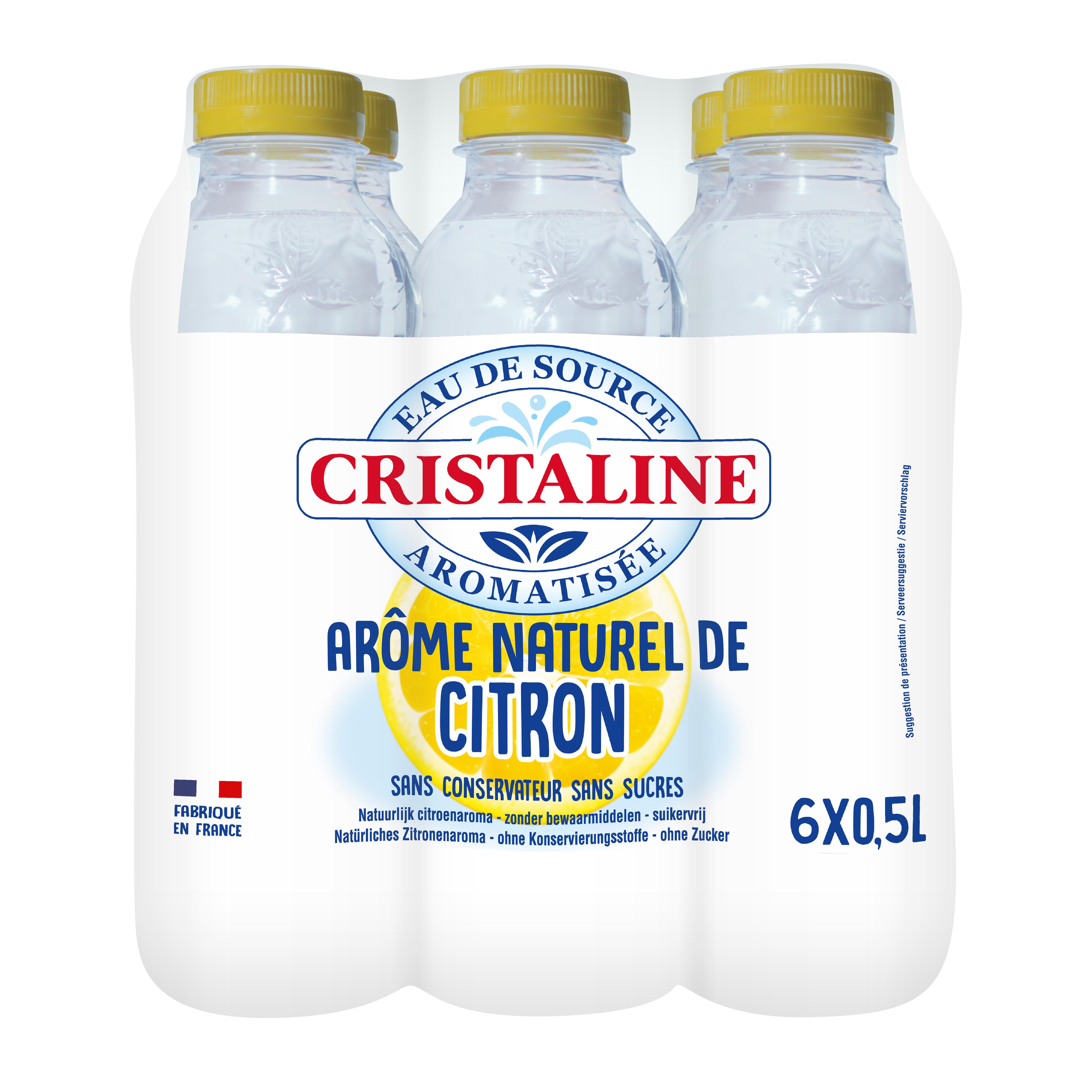 CRISTALINE Eau plate aromatisée citron sans sucres bouteilles 6x50cl
