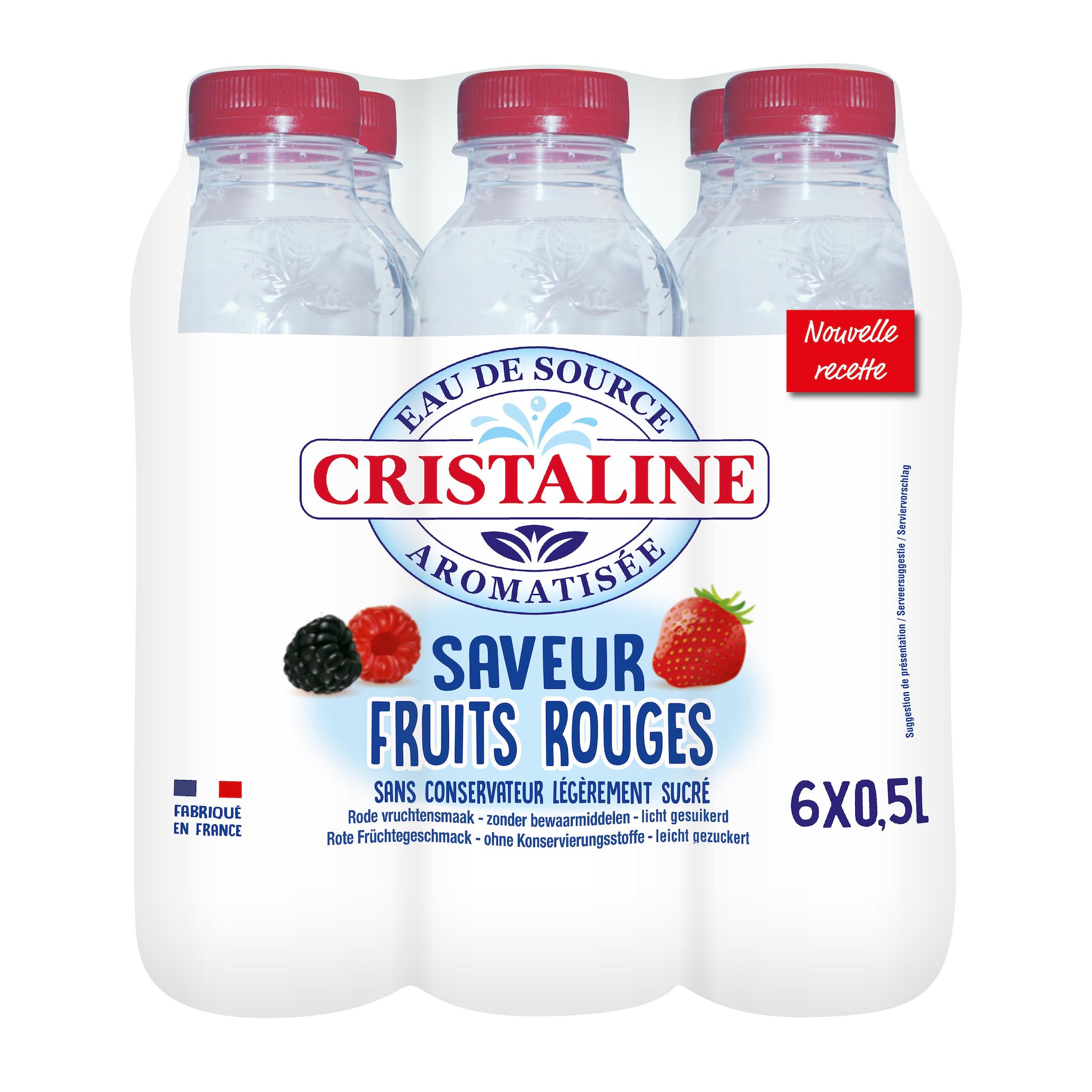 CRISTALINE Eau plate aromatisée fruits rouges bouteilles 6x50cl