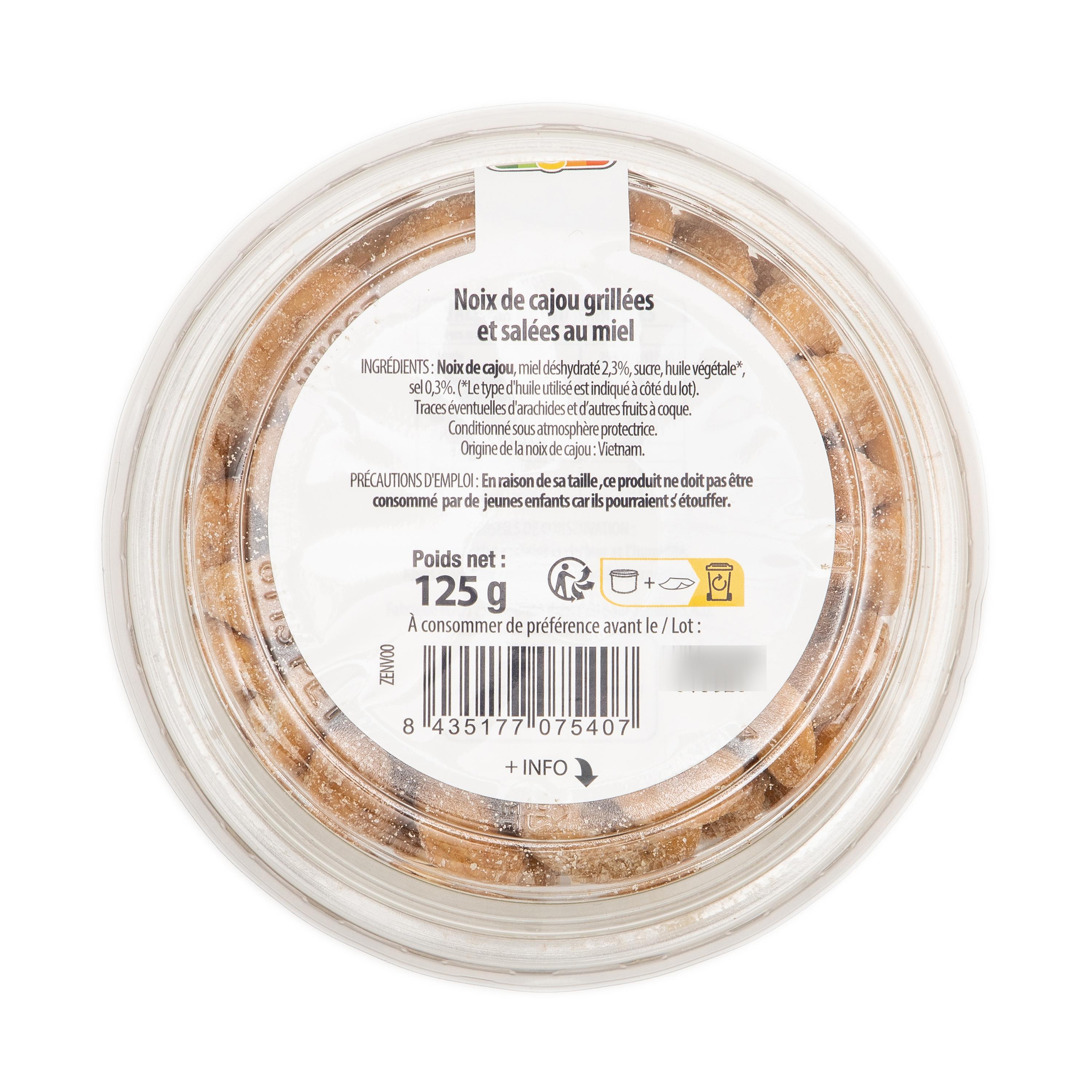 Voir la diapositive 2 : AUCHAN Noix de cajou grillées au miel 125g