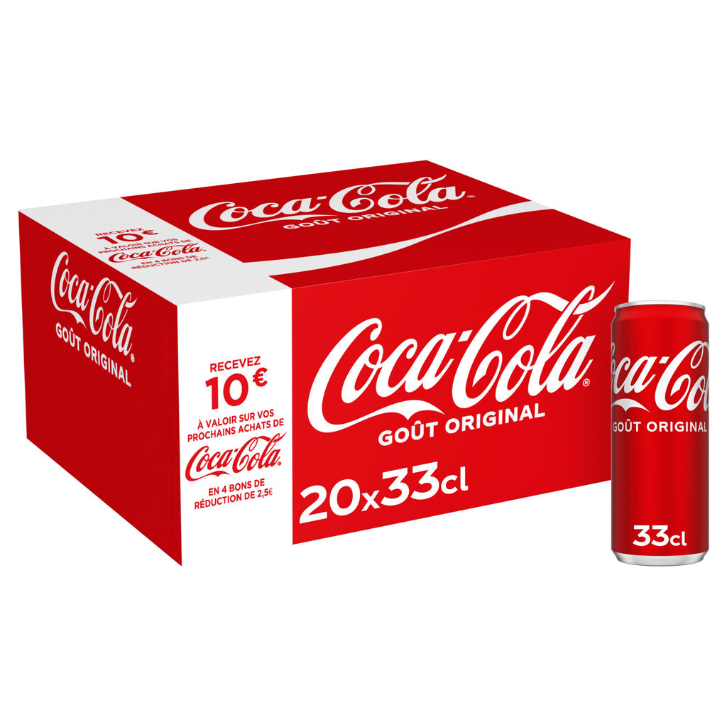 COCA-COLA Boisson gazeuse aux extraits végétaux goût original boîtes 20x33cl
