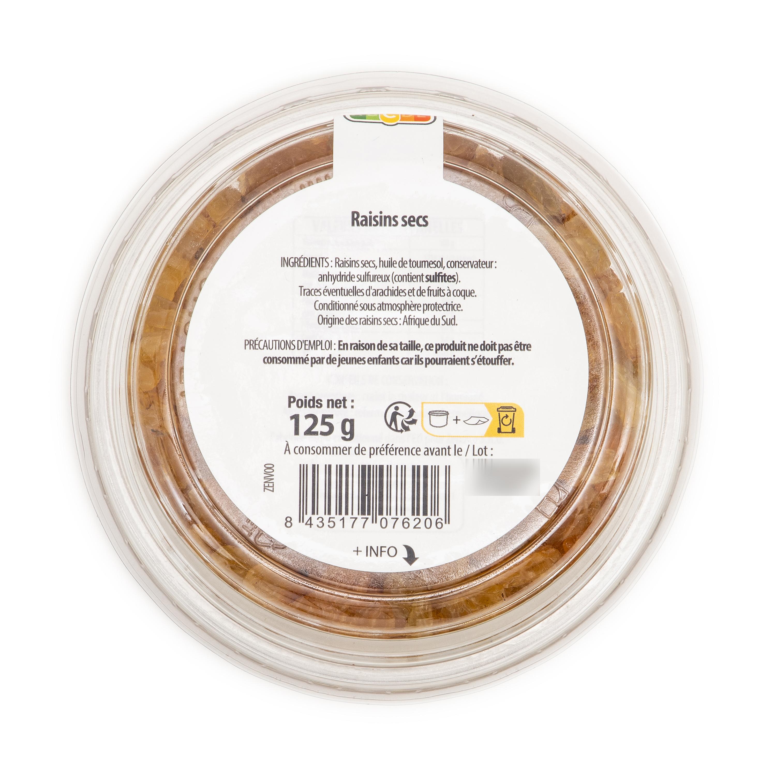 Voir la diapositive 2 : AUCHAN Raisins secs golden 125g