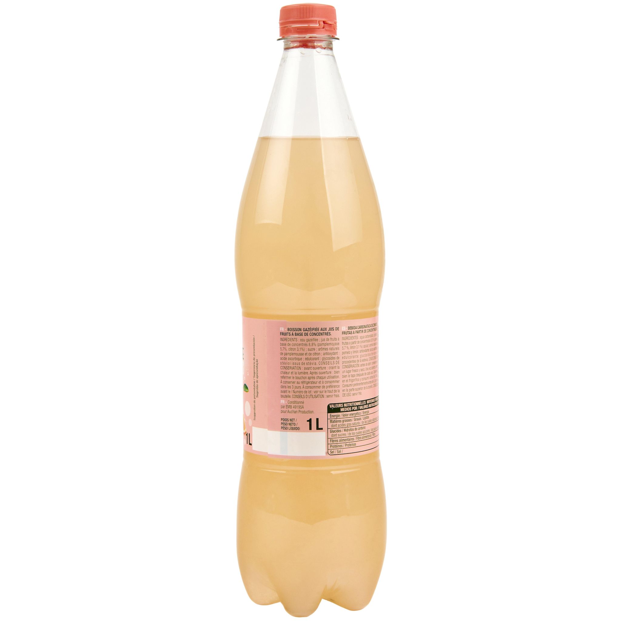 Voir la diapositive 2 : AUCHAN Boisson gazeuse aux agrumes 1l