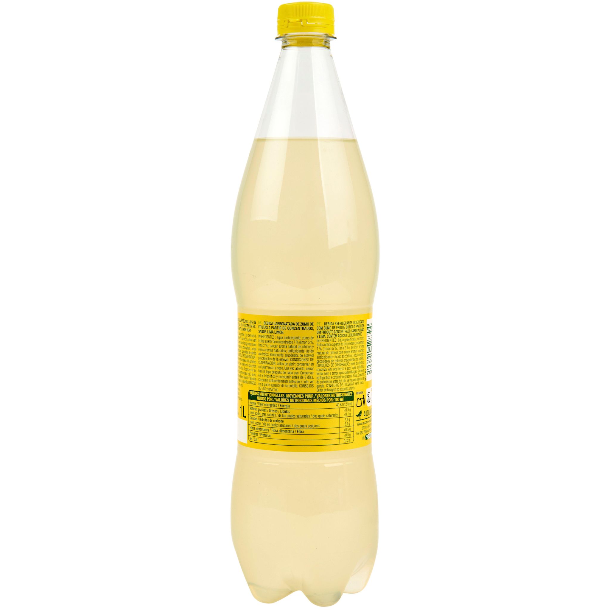 Voir la diapositive 2 : AUCHAN La pétillante citron citron vert 1l