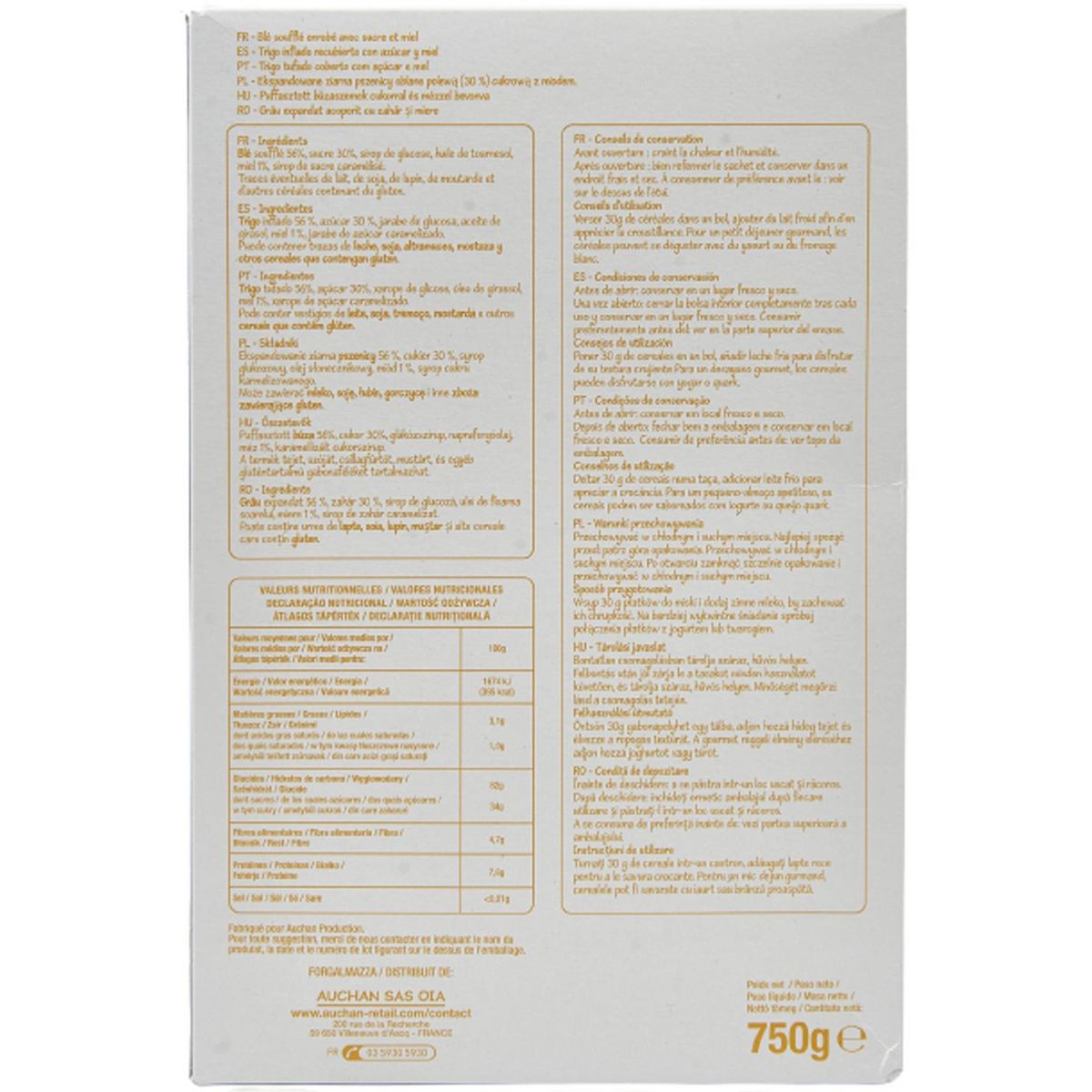 POUCE Céréales blé soufflé au miel 750g