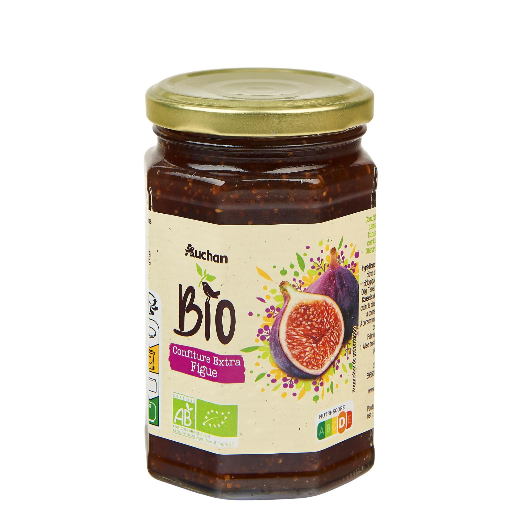 Voir la diapositive 2 : AUCHAN BIO Confiture extra figues 360g