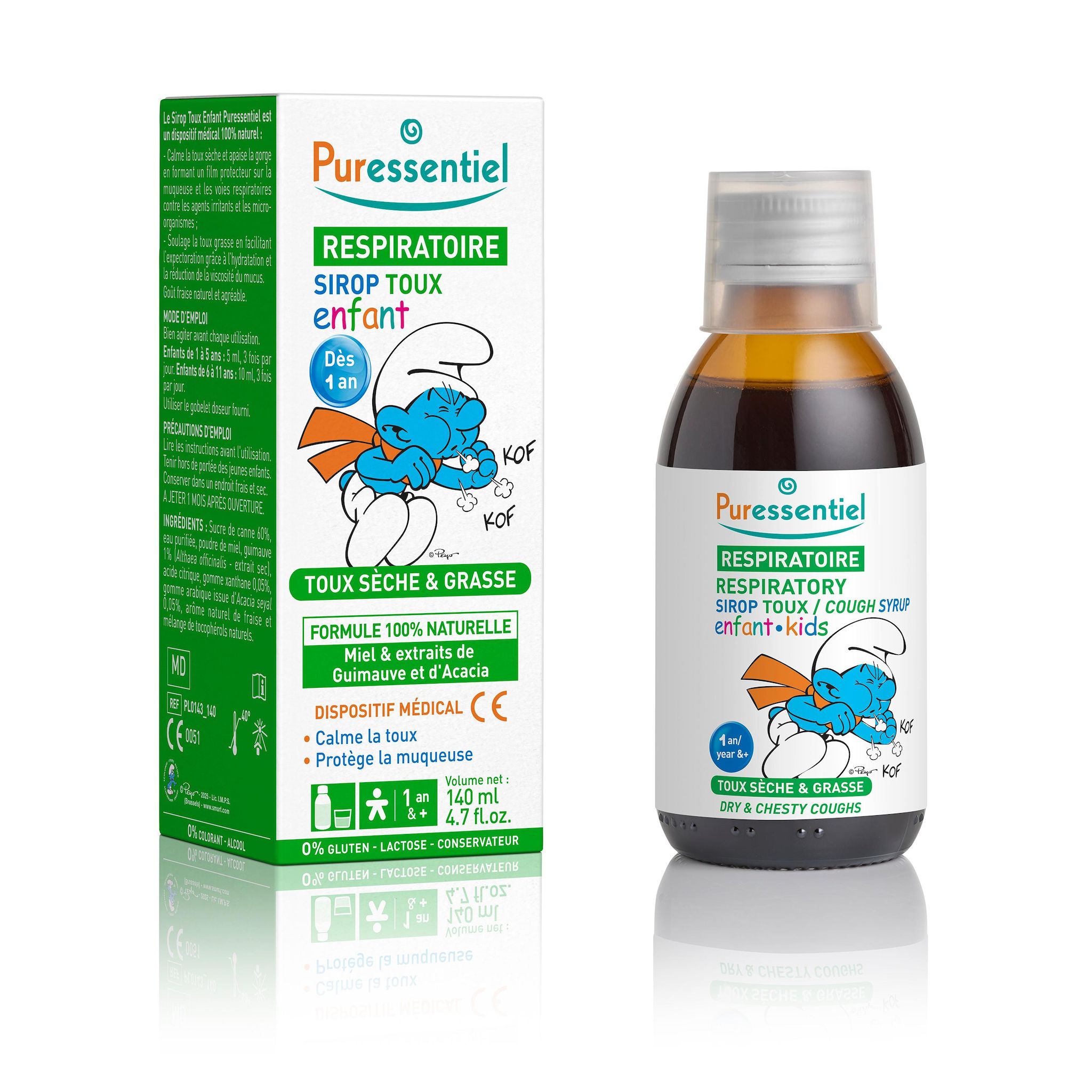 PURESSENTIEL Respiratoire sirop toux enfant dès 1an 140ml