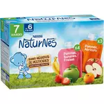 Nestlé NESTLE Naturnes gourdes compotes pomme banane fraise et pomme abricot sans sucres ajoutés dès 6 mois