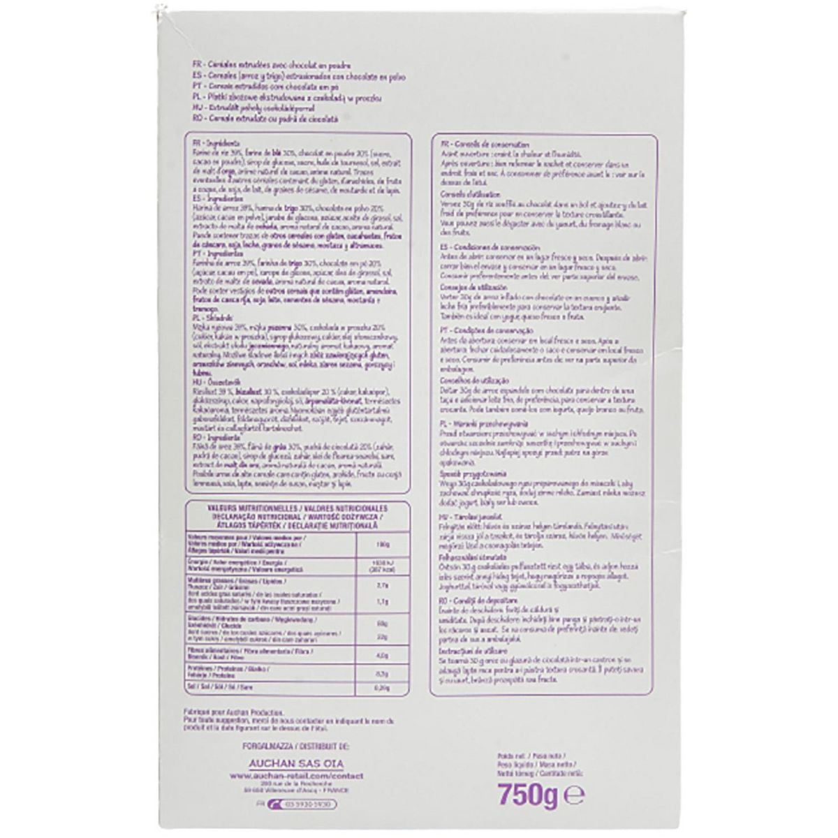 POUCE Céréales soufflées au chocolat 750g