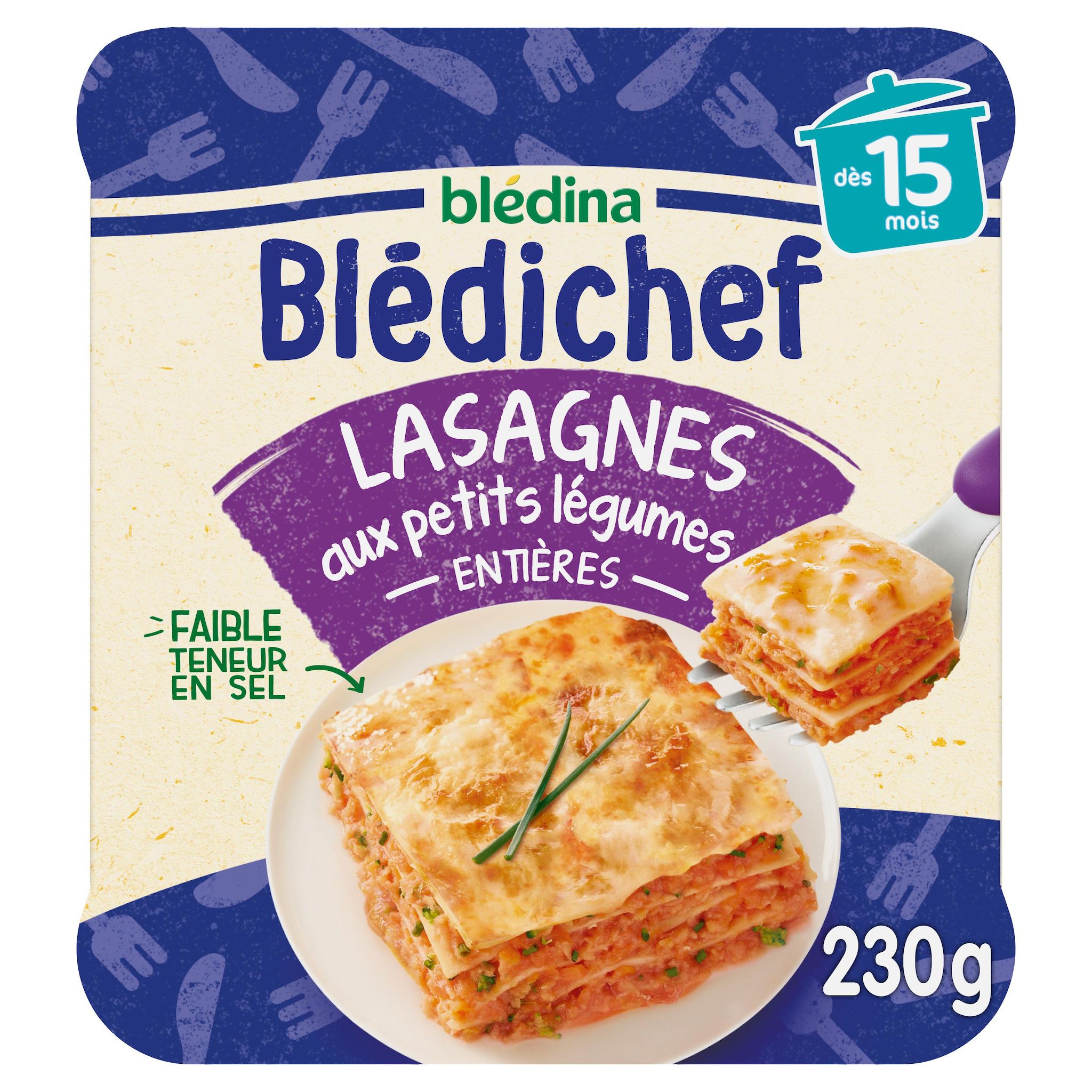 BLEDINA Blédichef lasagnes entières aux petits légumes dès 15 mois 230g