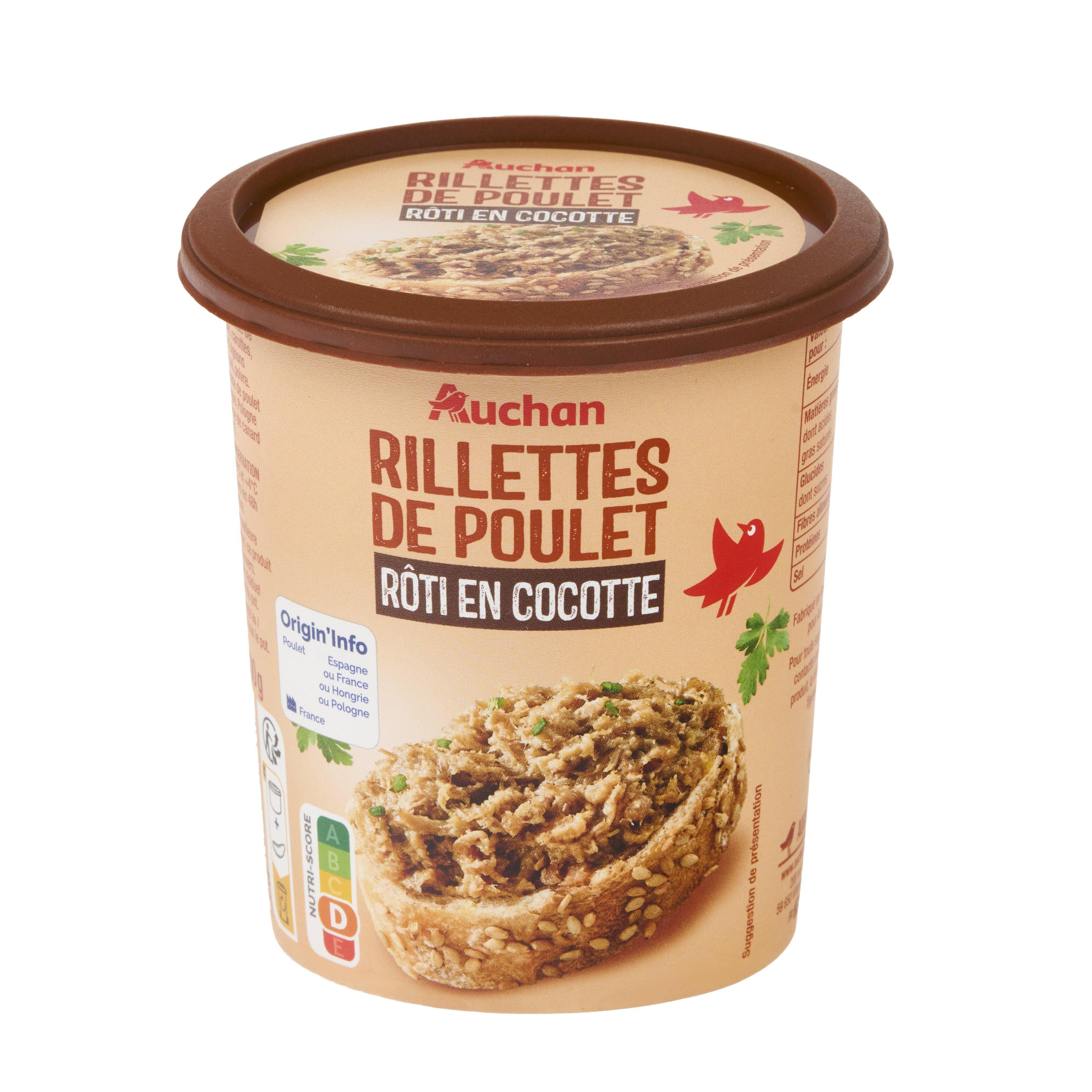 Voir la diapositive 5 : AUCHAN Rillettes de poulet rôti en cocotte 400g