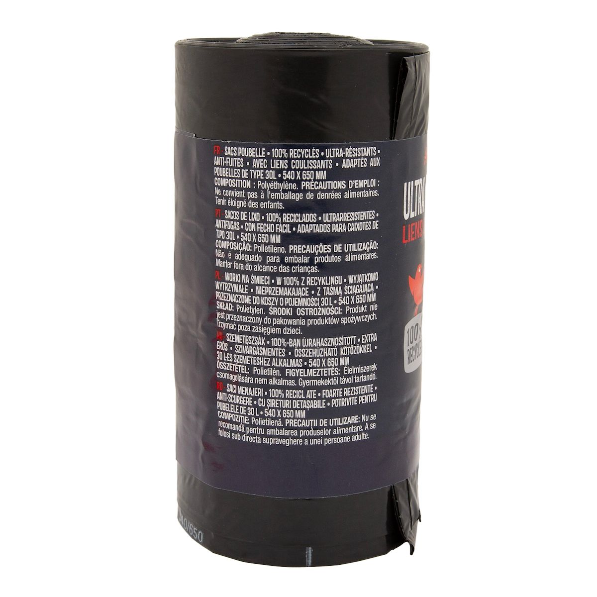 AUCHAN Sacs poubelle ultra résistants à liens coulissants 30L 20 sacs