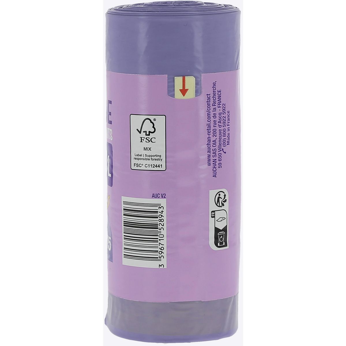 AUCHAN Sacs poubelle à liens coulissants parfum lavande 30L 15 sacs