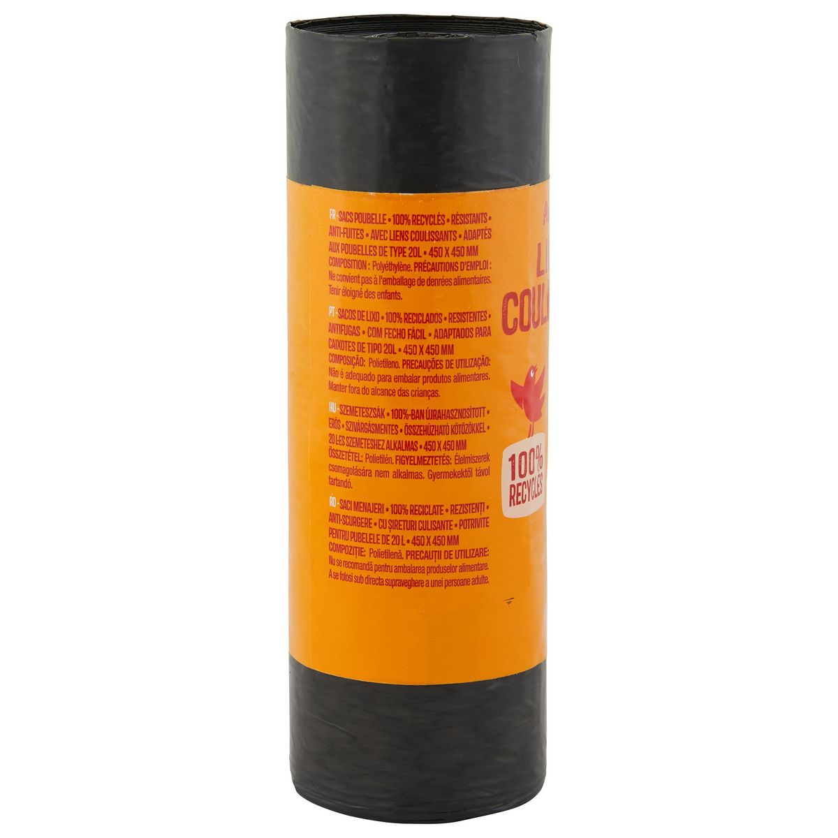 AUCHAN Sacs poubelle à liens coulissants 20L 20 sacs