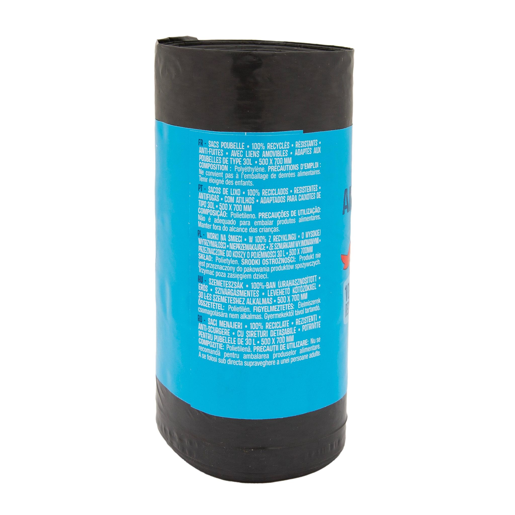 Voir la diapositive 2 : AUCHAN Sacs poubelle à liens amovibles 30L 20 sacs