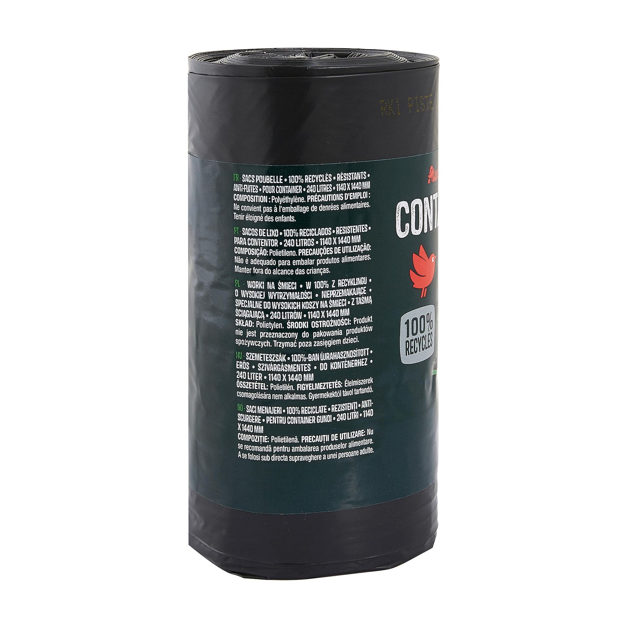 Voir la diapositive 2 : AUCHAN Sacs poubelle container 240L 5 sacs