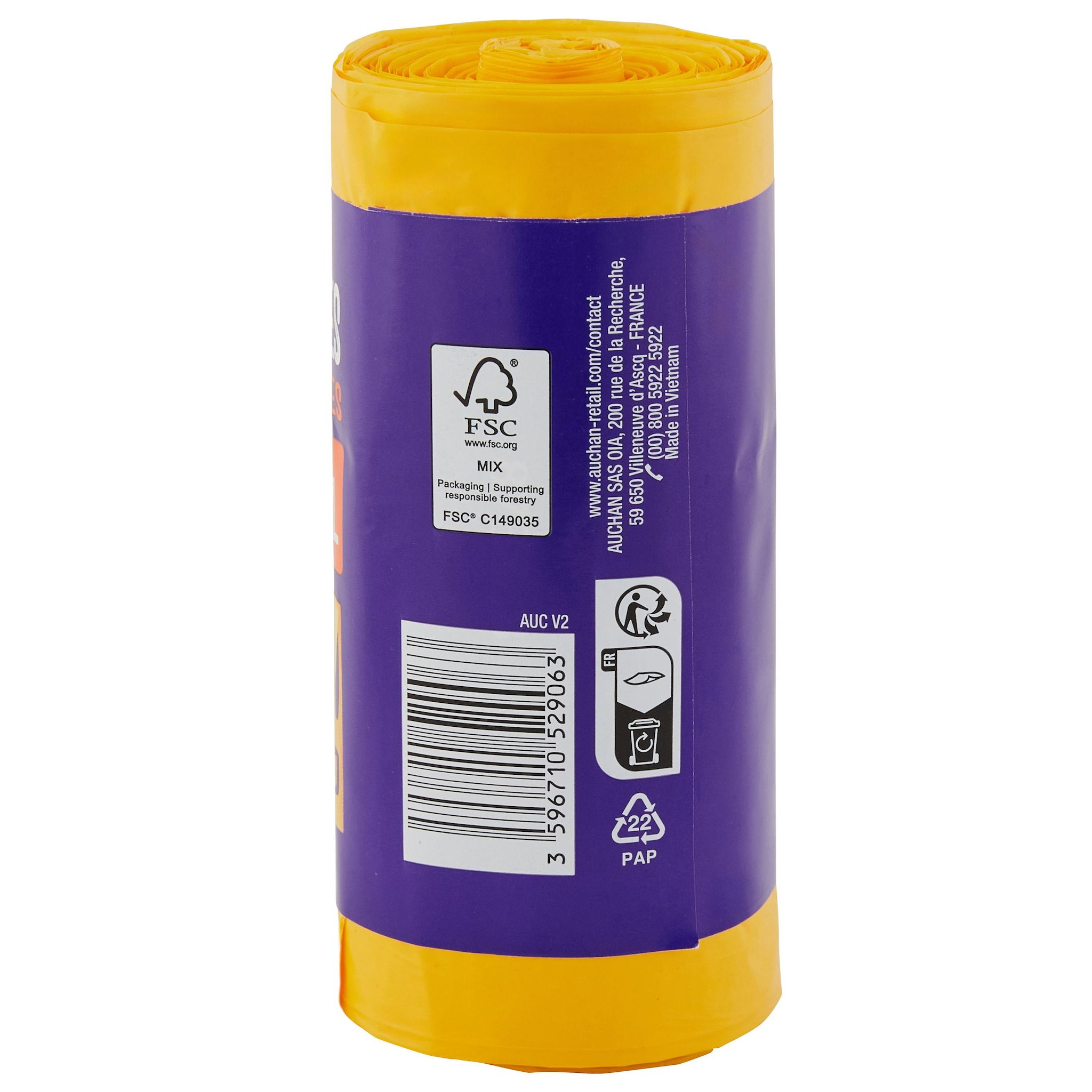 Voir la diapositive 2 : AUCHAN Sacs multi-usages à poignée 30L 20 sacs